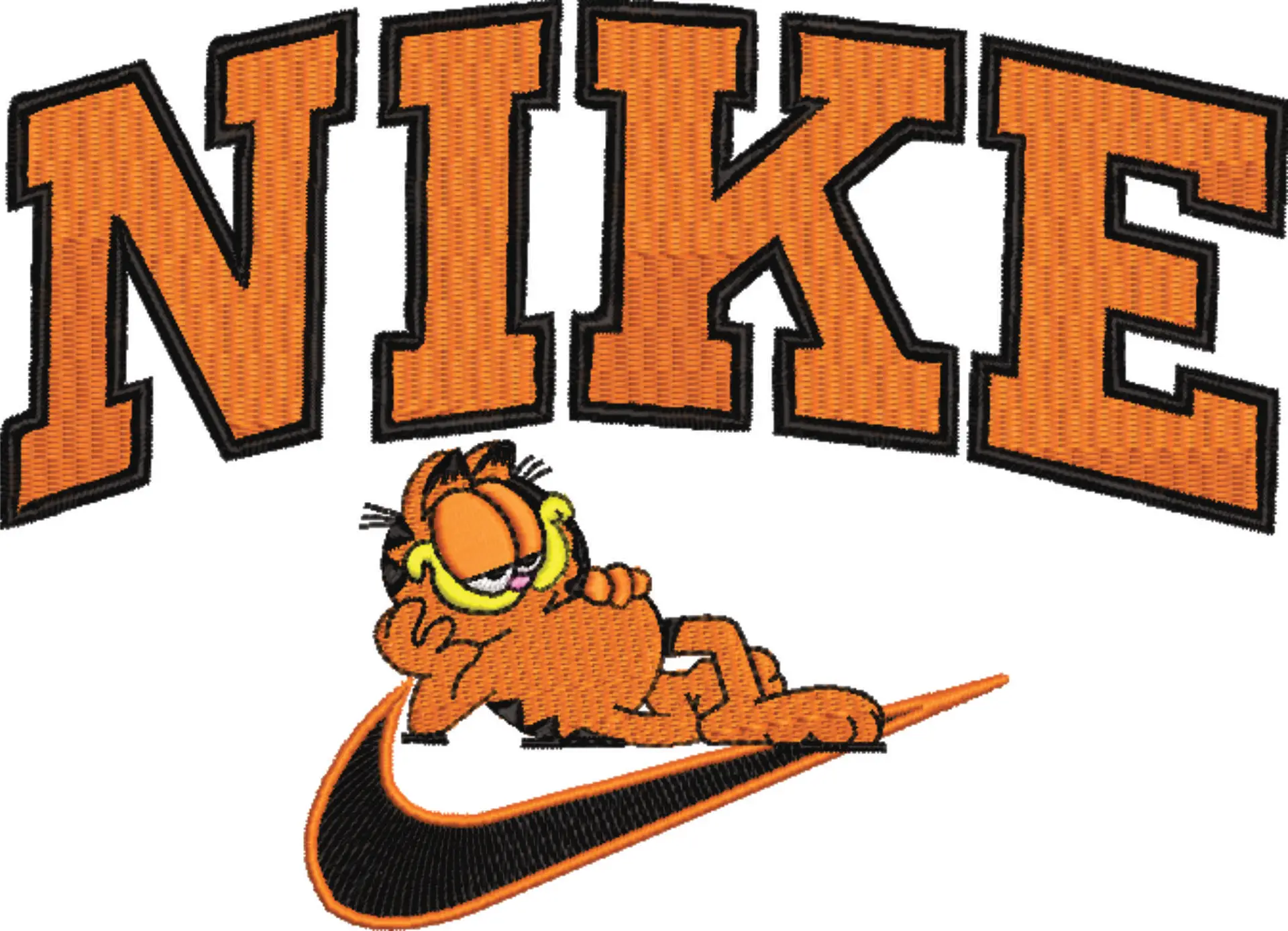 Nike Swoosh Garfield - Nike embroidery design file - instant download in a frame — view 4