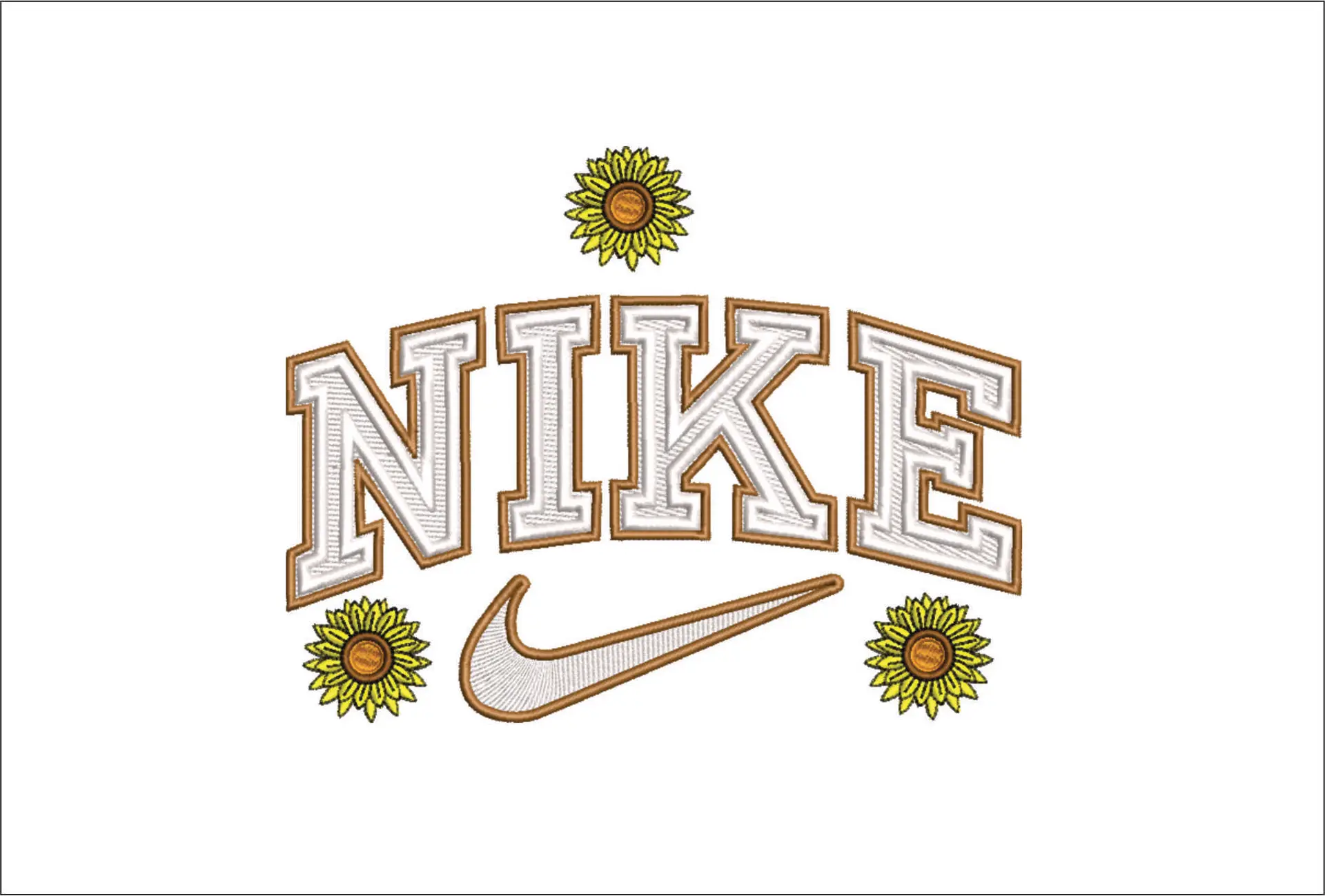 Nike Swoosh Sunflower - Nike embroidery design file - instant download in a frame
