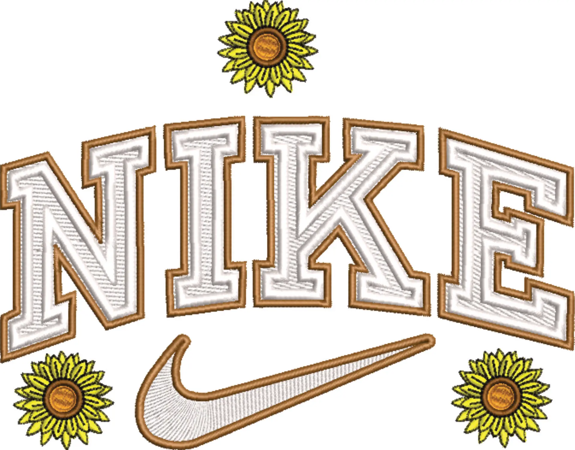 Nike Swoosh Sunflower - Nike embroidery design file - instant download in a frame — view 4