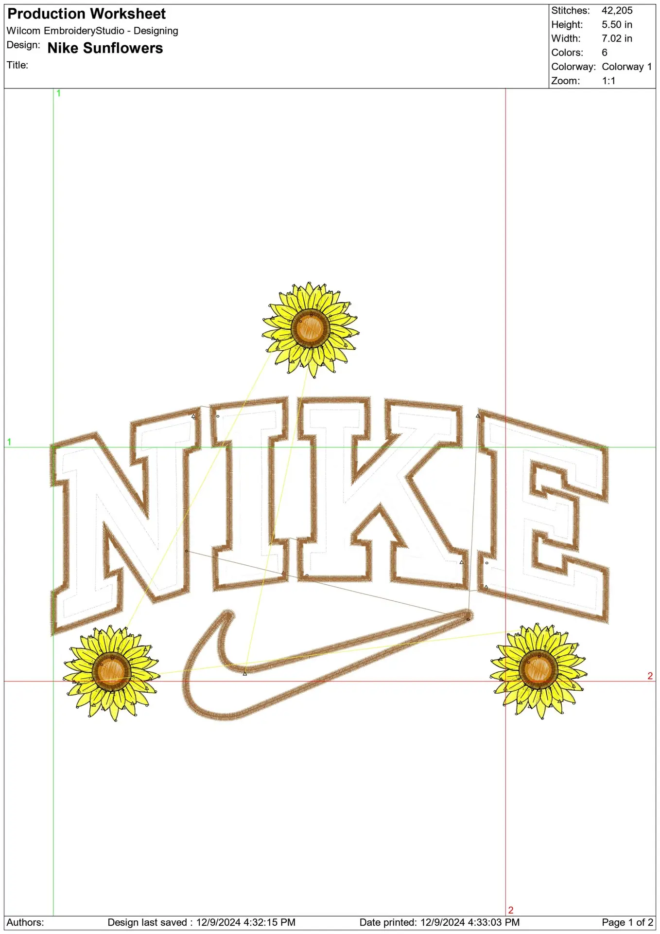 Nike Swoosh Sunflower - Nike embroidery design file - instant download in a frame — view 2