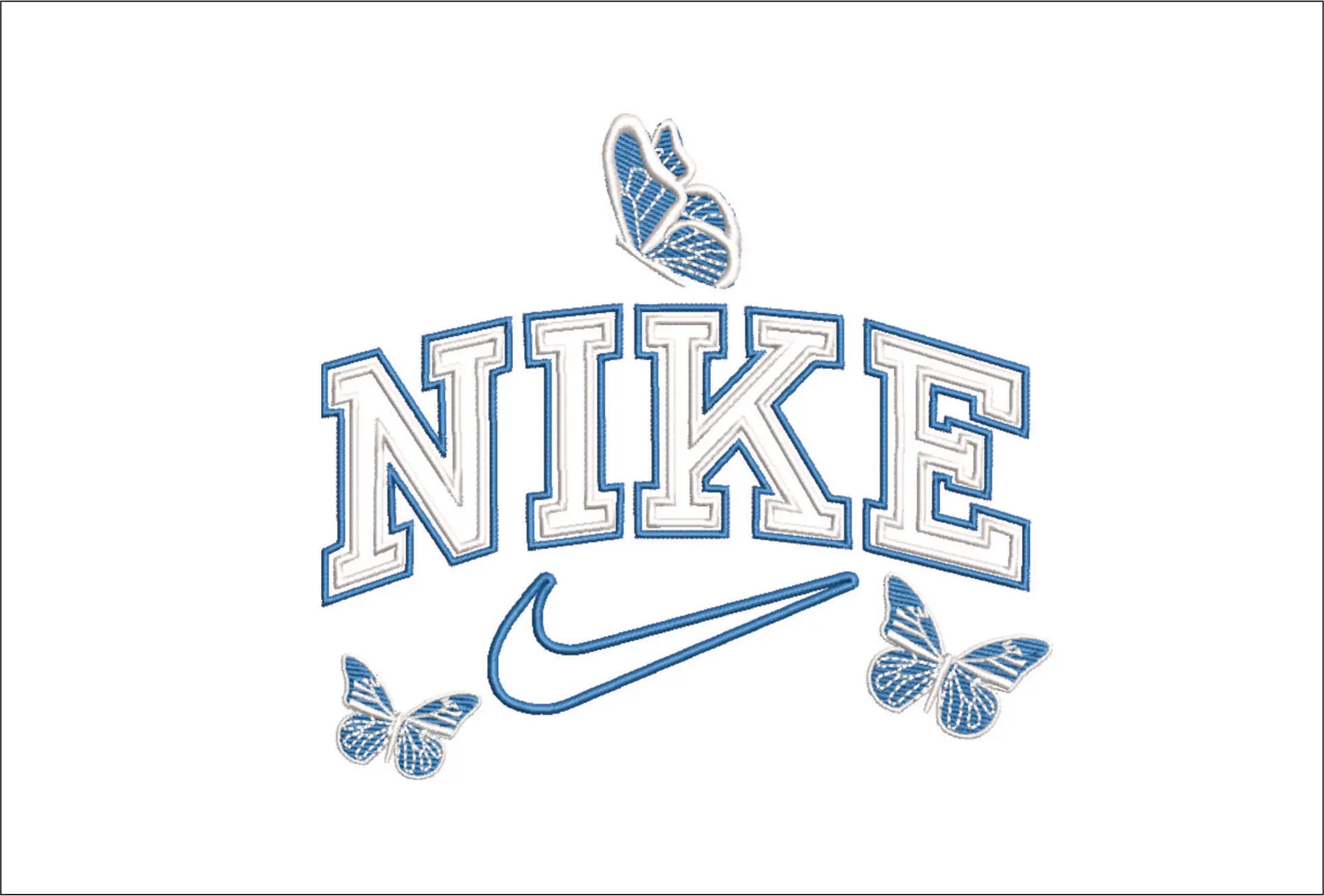 Nike Swoosh Butterflies - Nike embroidery design file - instant download in a frame