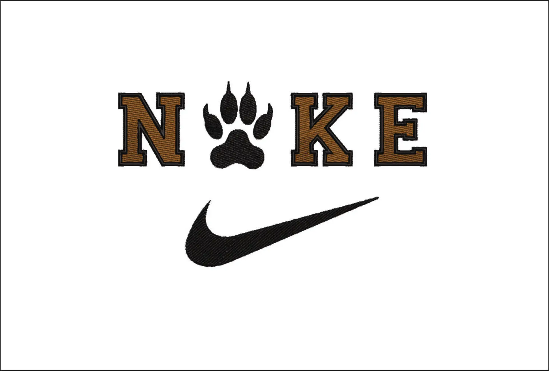 Nike Swoosh Bear Claw - Nike embroidery design file - instant download in a frame
