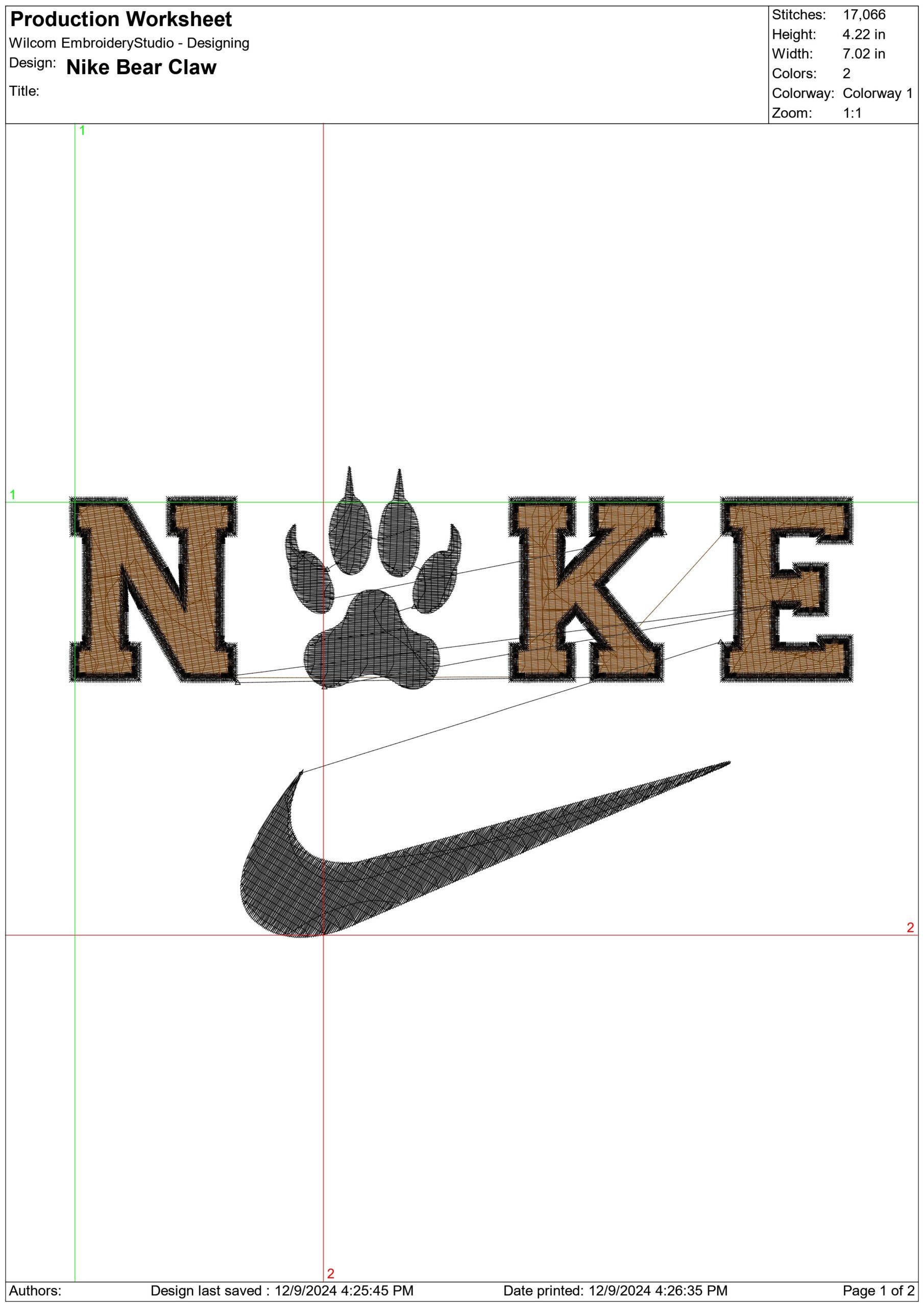 Nike Swoosh Bear Claw - Nike embroidery design file - instant download in a frame — view 2