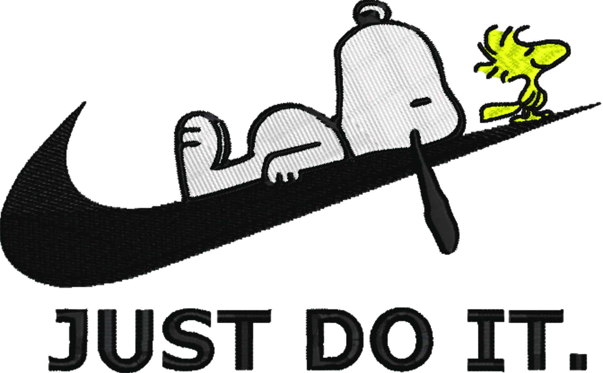 Nike Swoosh Snoopy Just Do it - Nike embroidery design file - instant download in a frame — view 4