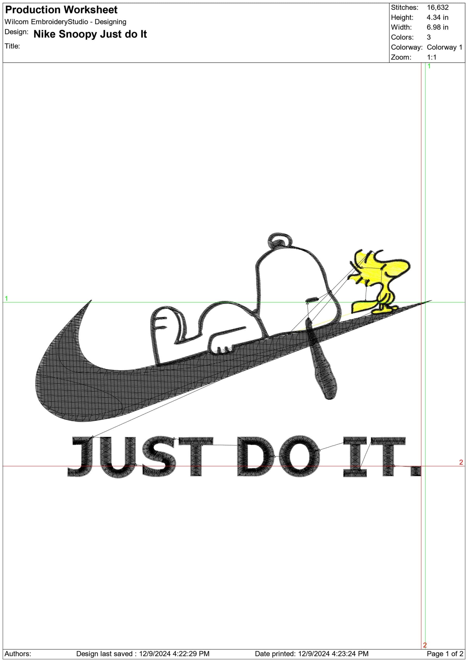 Nike Swoosh Snoopy Just Do it - Nike embroidery design file - instant download in a frame — view 2