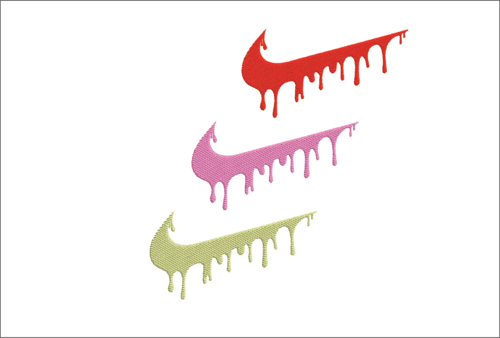 Nike Swoosh dripping - Nike embroidery design file - instant download in a frame