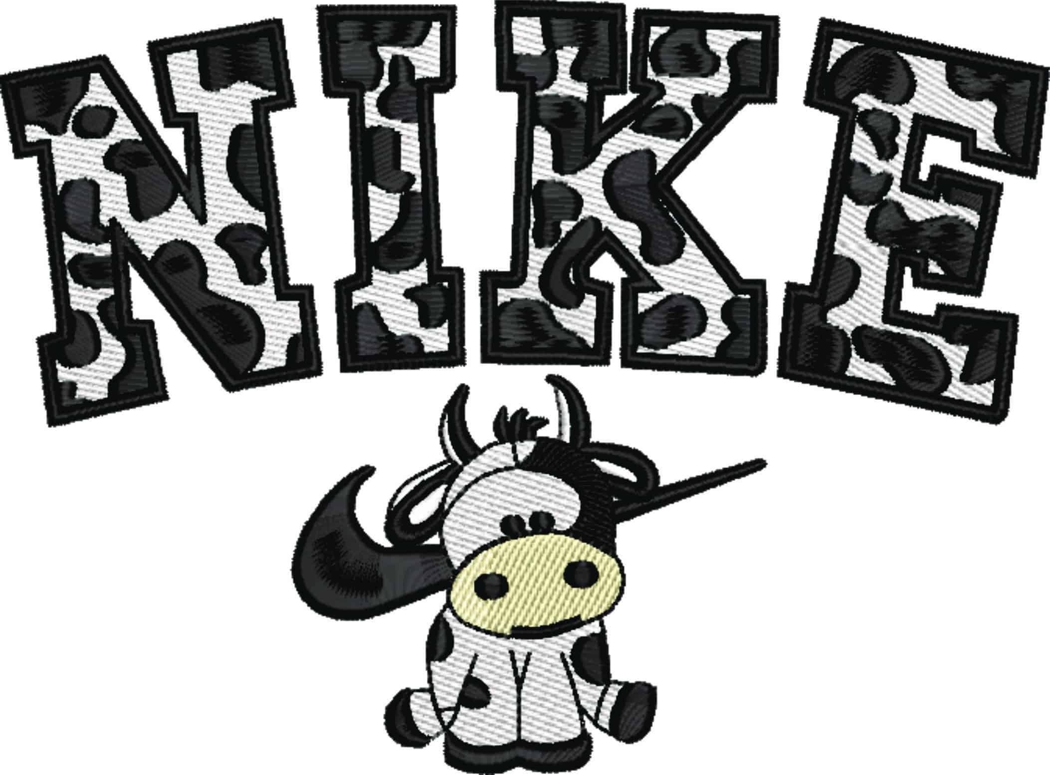 Nike Swoosh Cow - Nike embroidery design file - instant download in a frame — view 4