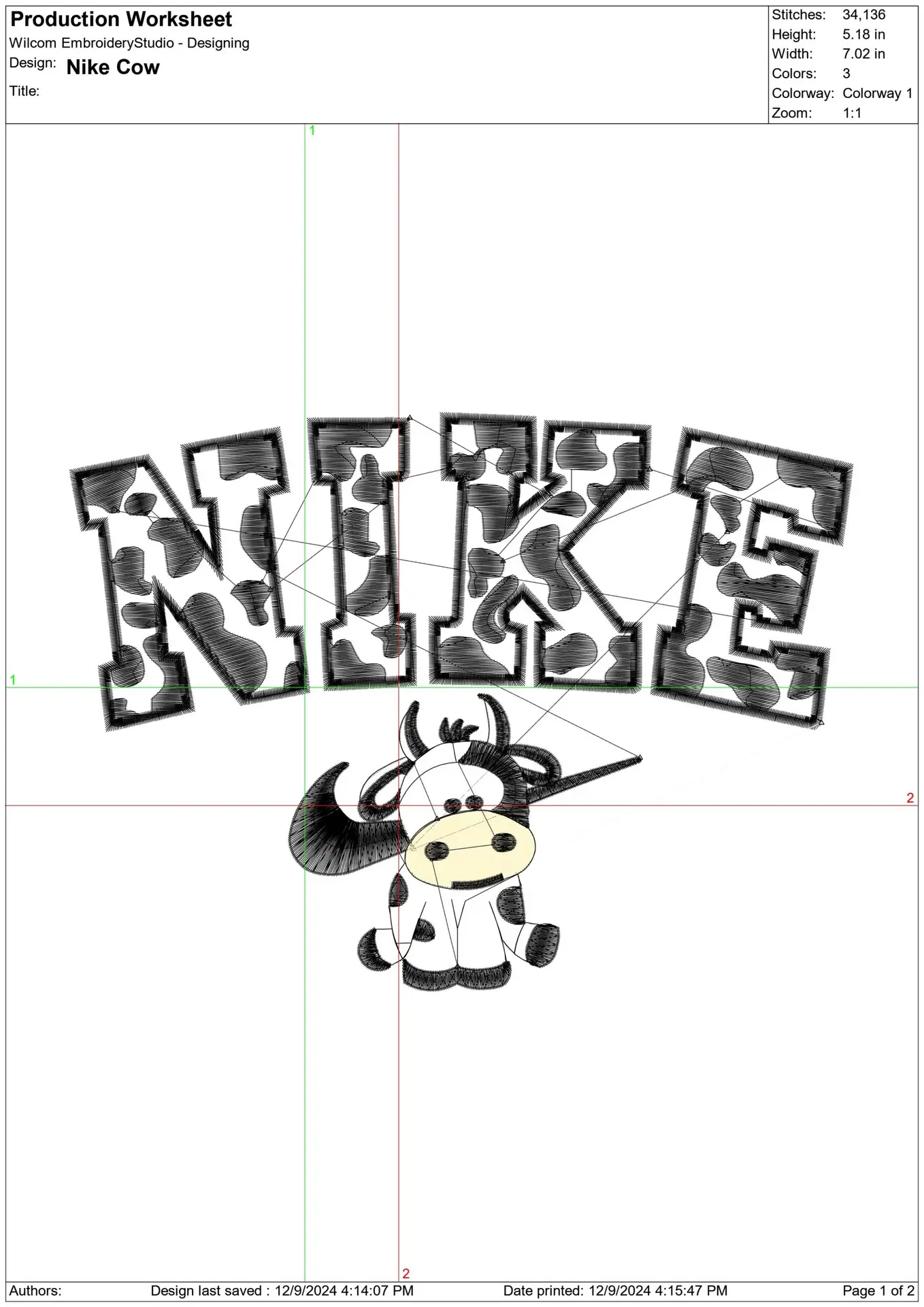 Nike Swoosh Cow - Nike embroidery design file - instant download in a frame — view 2
