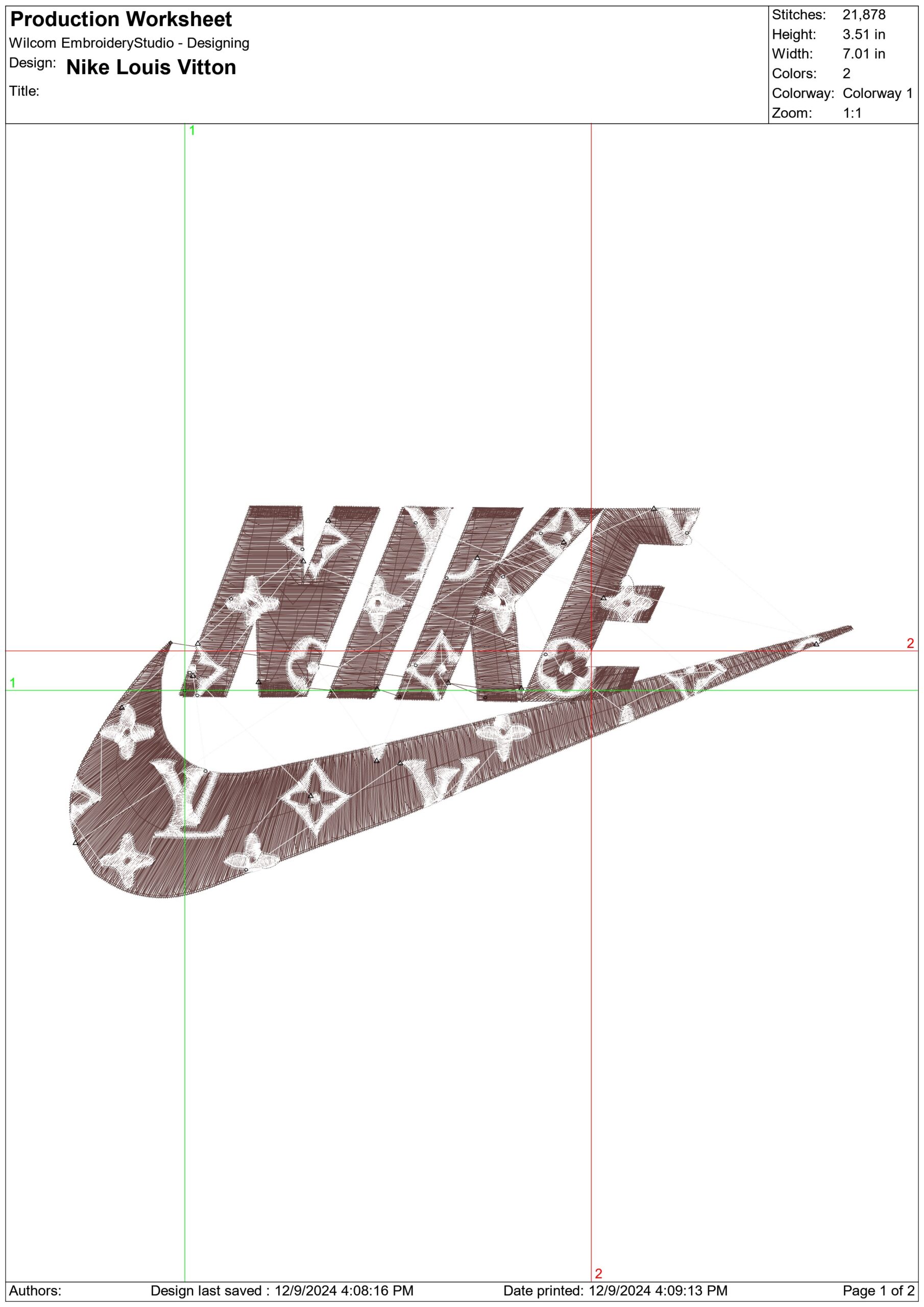 Nike Swoosh Louis Vuitton - Nike embroidery design file - instant download in a frame — view 2