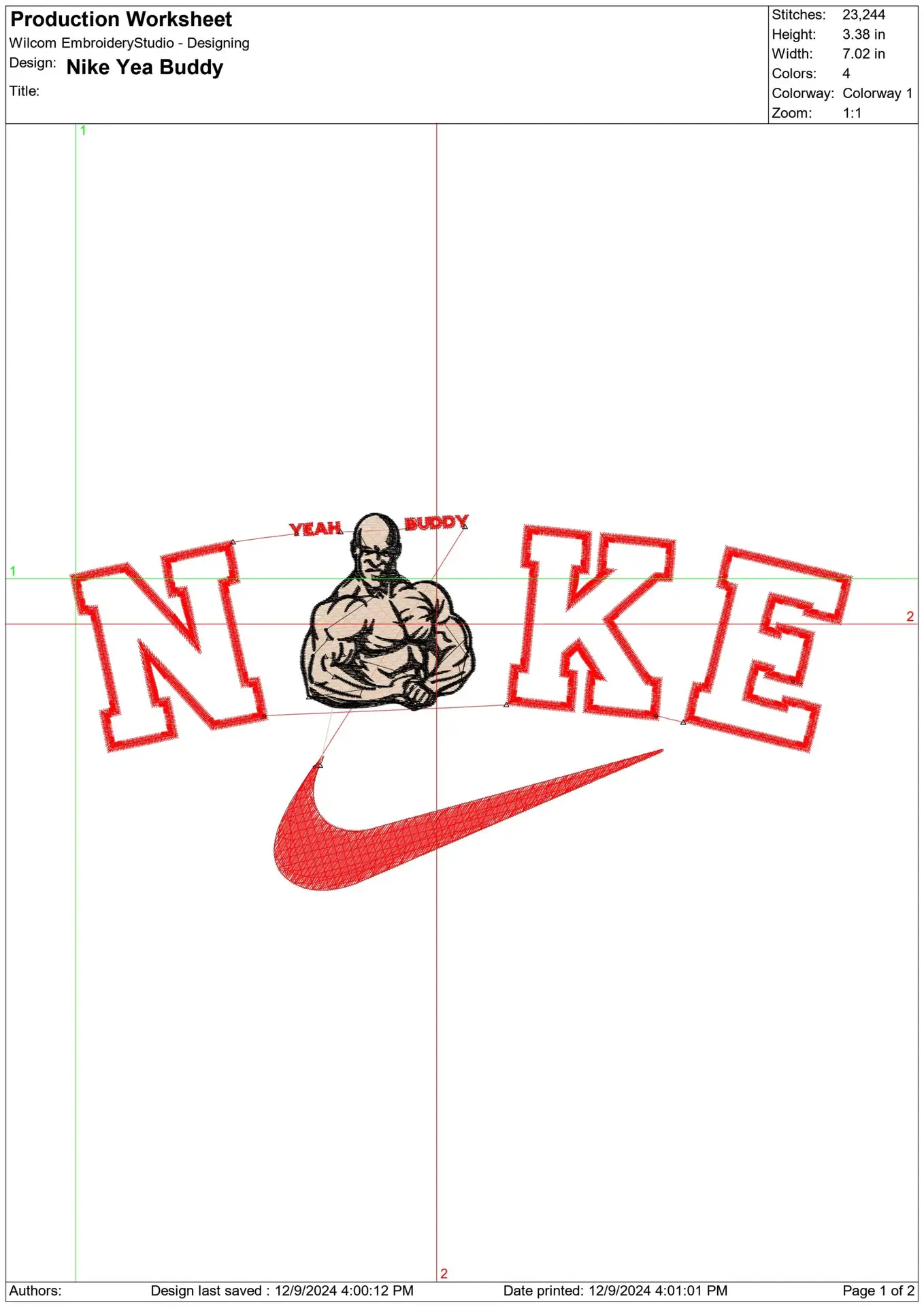 Nike Swoosh Yea Buddy - Nike embroidery design file - instant download in a frame — view 2