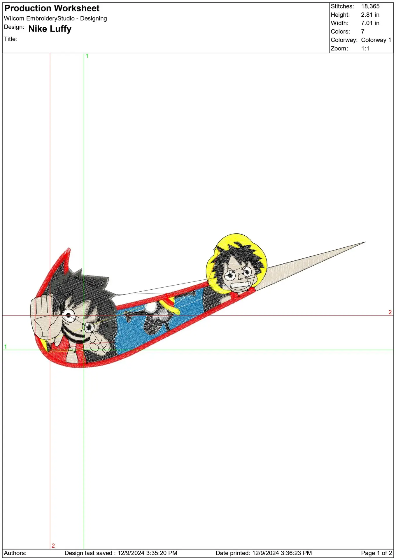 Nike Swoosh Luffy Gear 5 - Nike embroidery design file - instant download in a frame — view 2