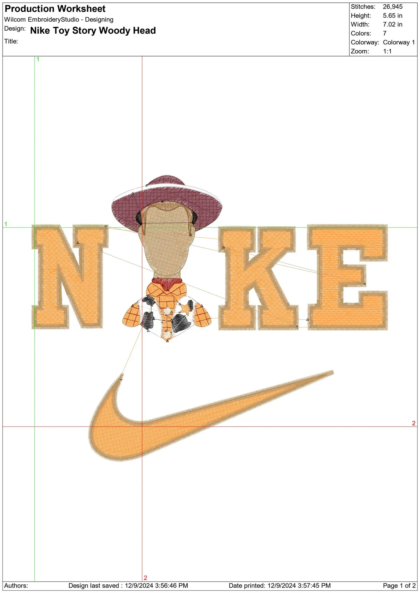 Nike Swoosh Woody Head - Nike Toy Story embroidery design file - instant download in a frame — view 4
