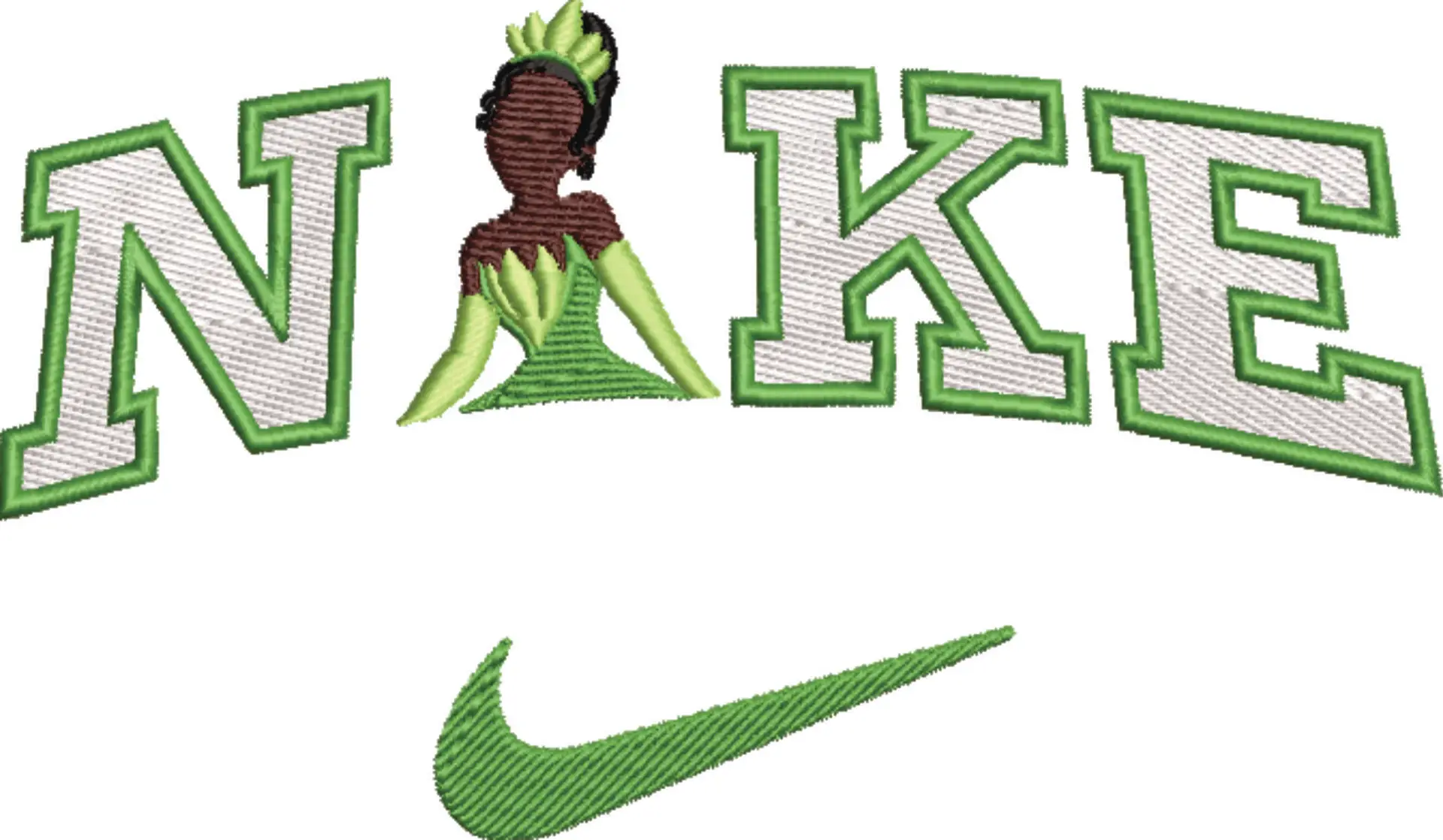 Nike Swoosh Princess Tiana - Nike embroidery design file - instant download in a frame — view 4