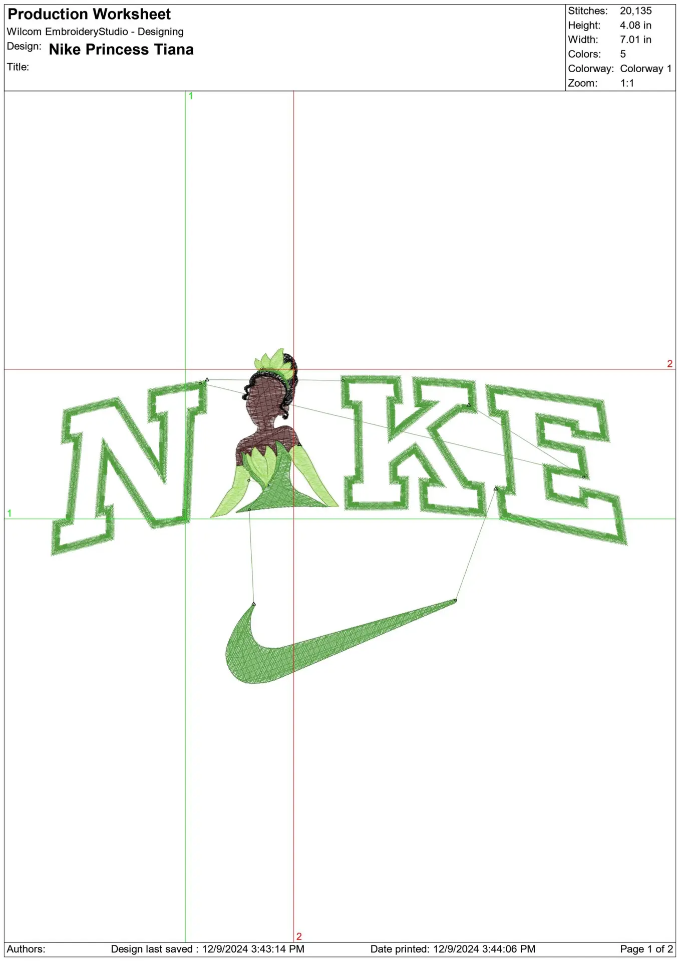 Nike Swoosh Princess Tiana - Nike embroidery design file - instant download in a frame — view 2