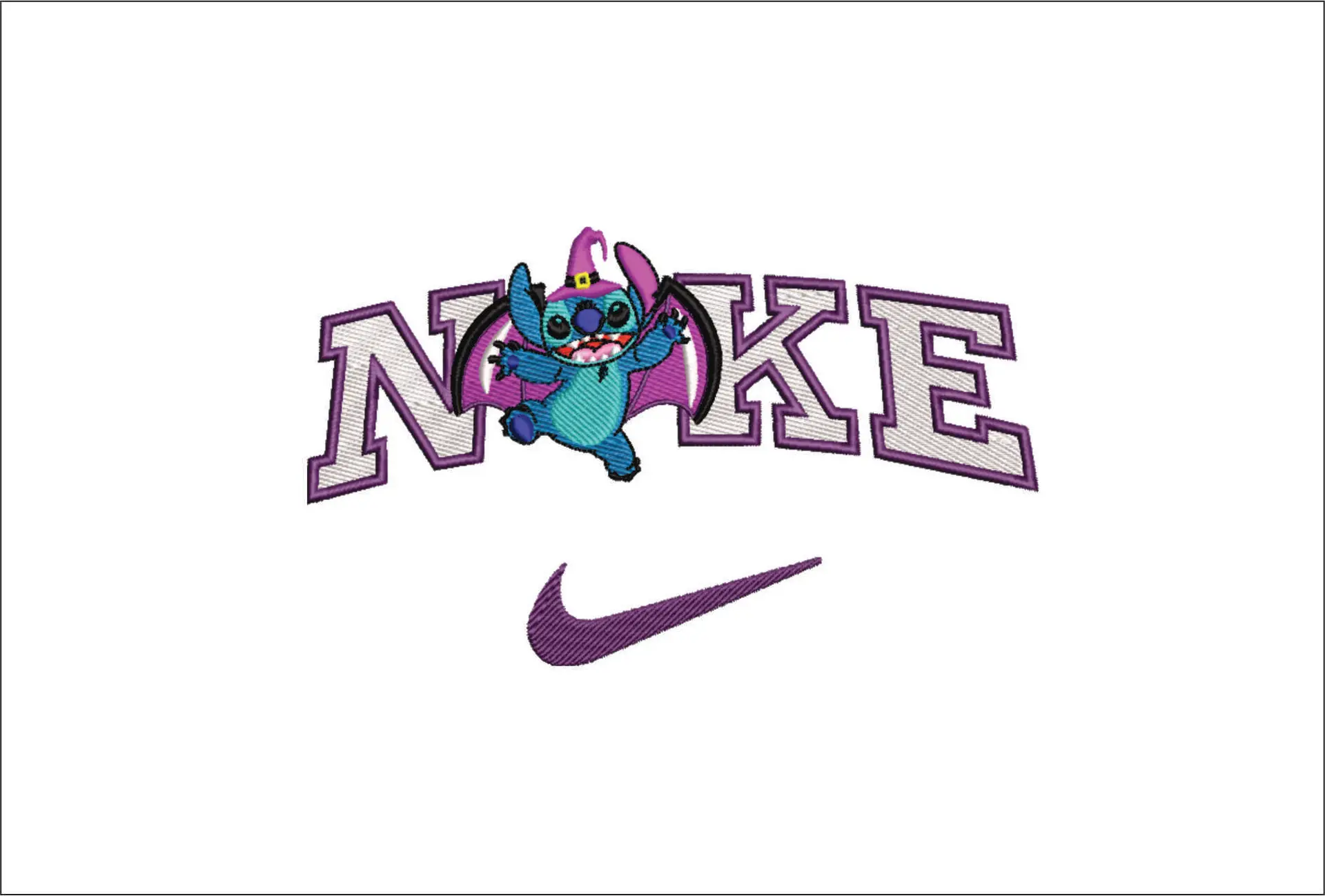 Nike Swoosh Stitch Halloween - Nike embroidery design file - instant download in a frame