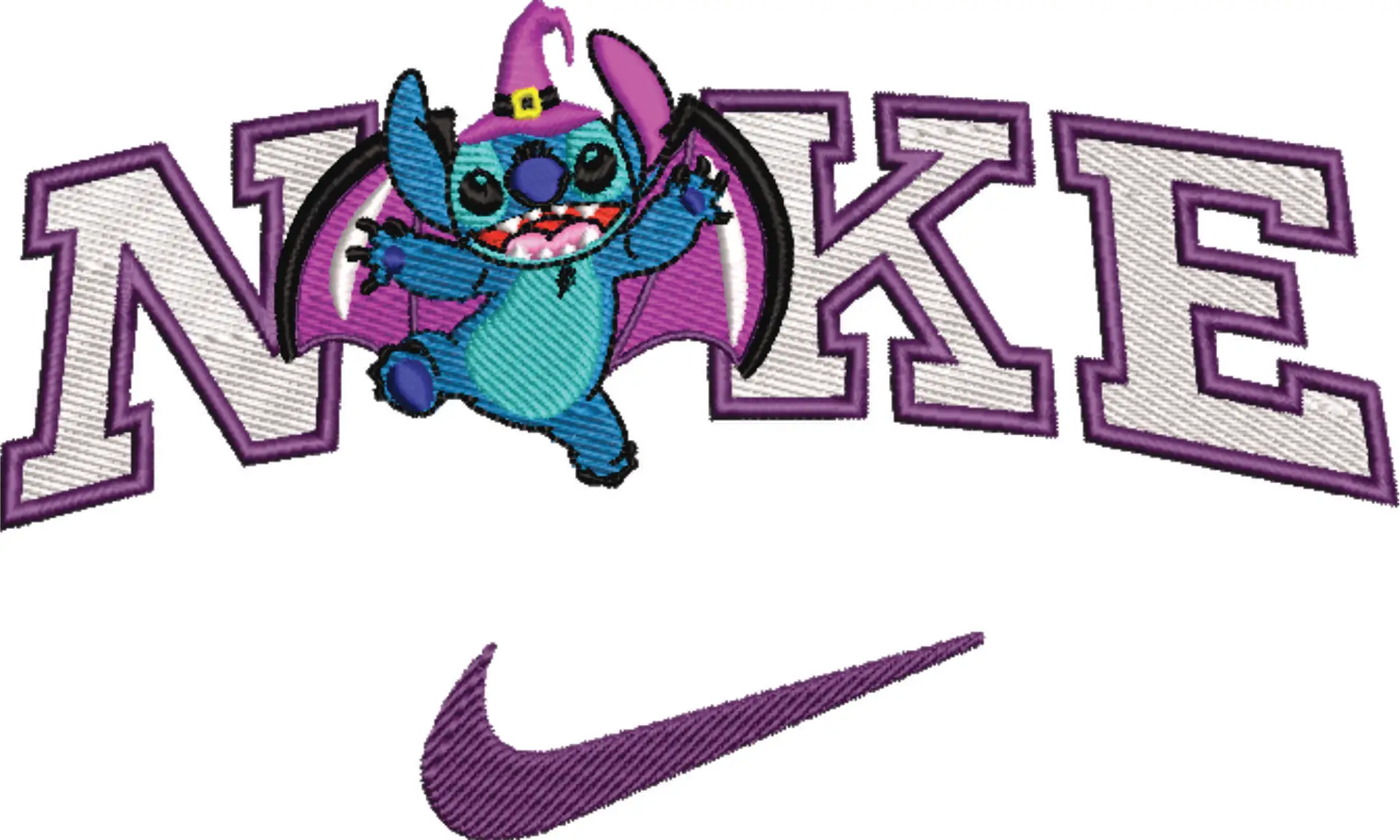 Nike Swoosh Stitch Halloween - Nike embroidery design file - instant download in a frame — view 4