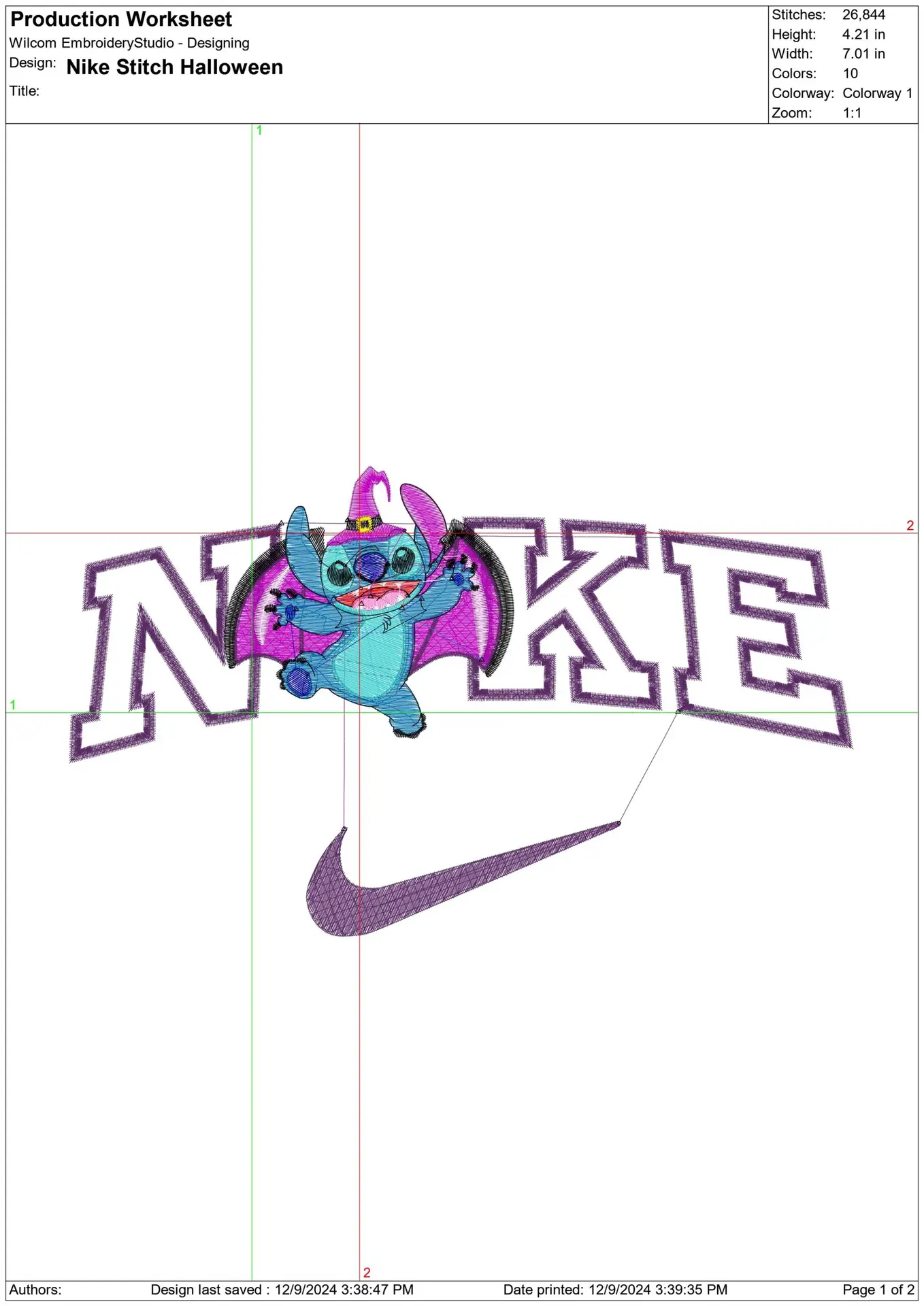 Nike Swoosh Stitch Halloween - Nike embroidery design file - instant download in a frame — view 2