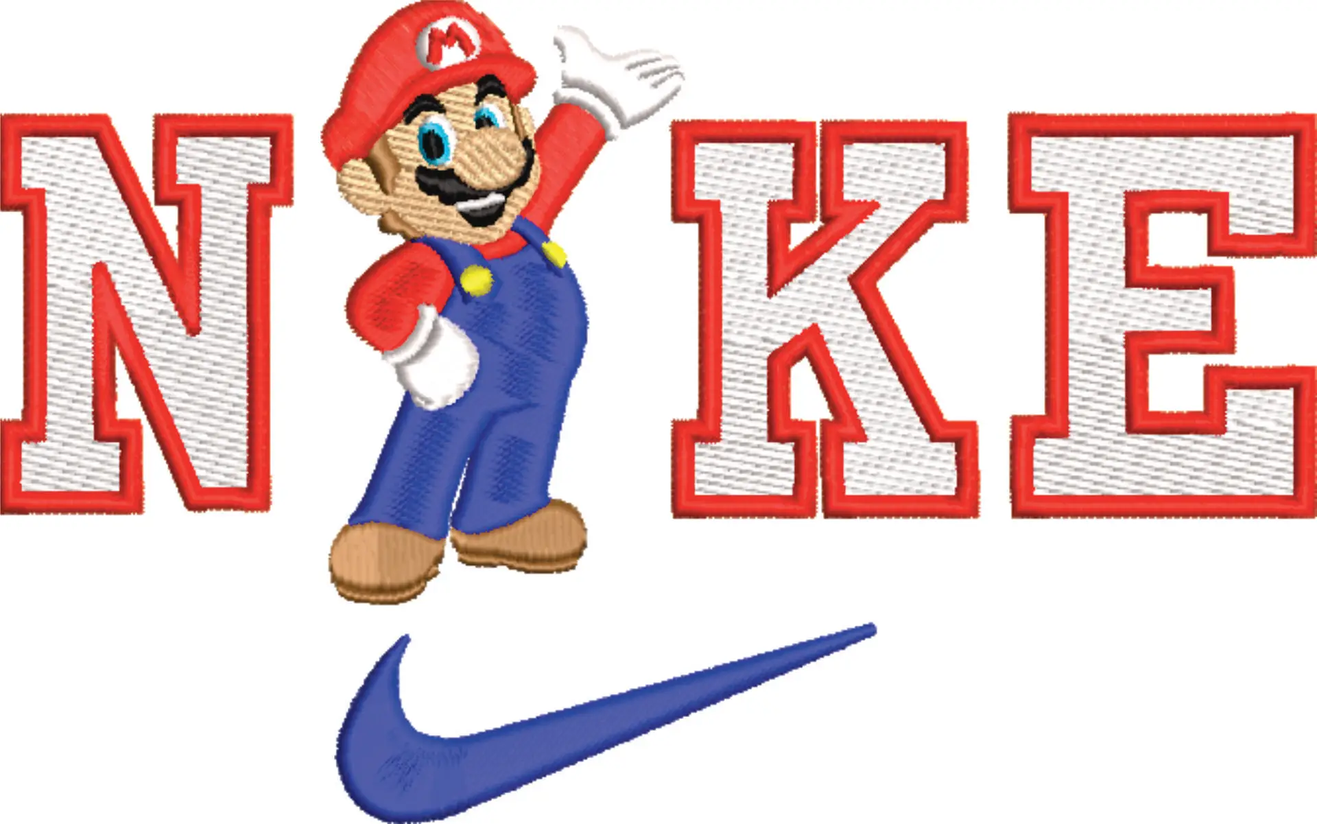 Nike Swoosh Super Mario Nintendo - Nike embroidery design file - instant download in a frame — view 4