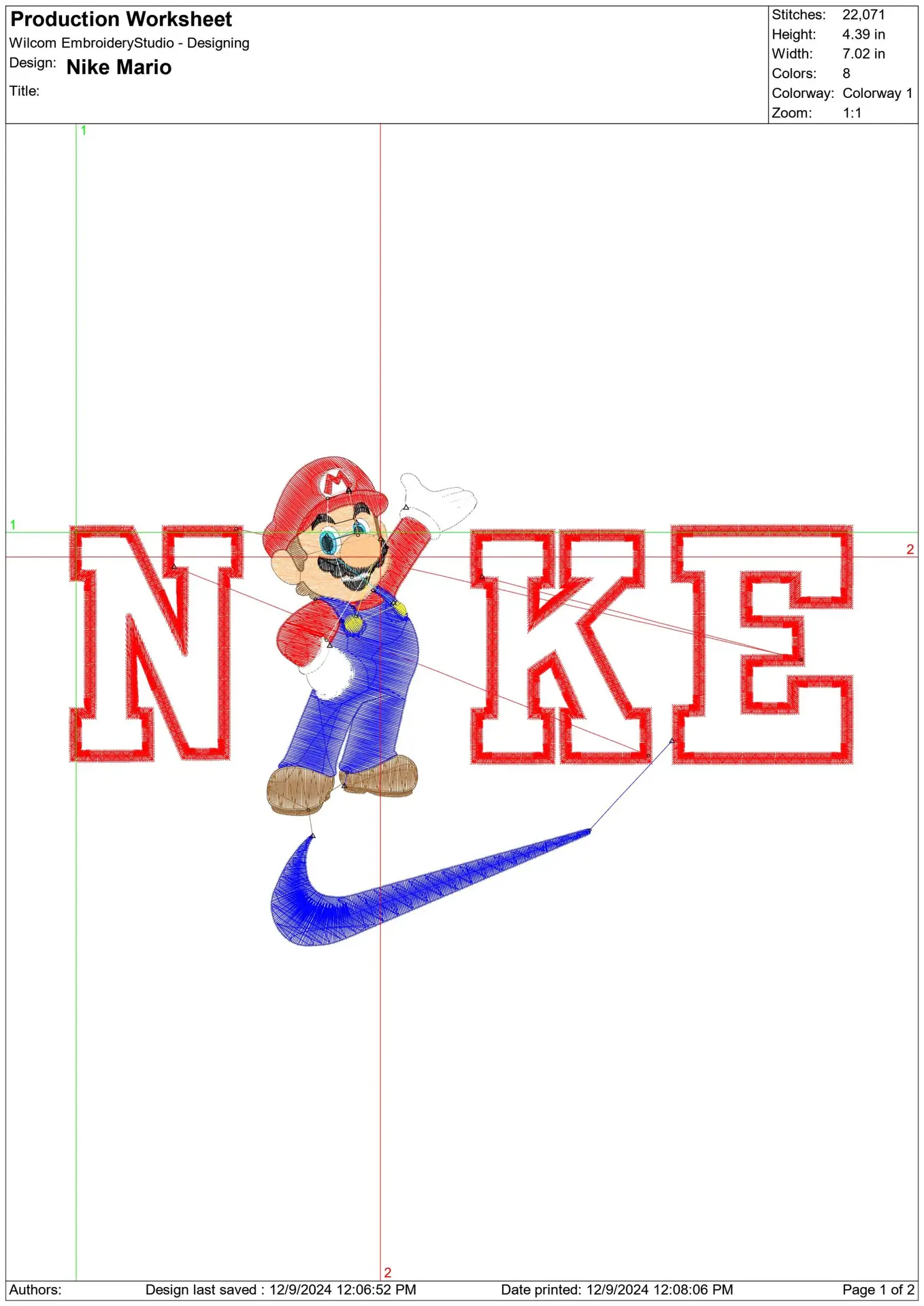 Nike Swoosh Super Mario Nintendo - Nike embroidery design file - instant download in a frame — view 2