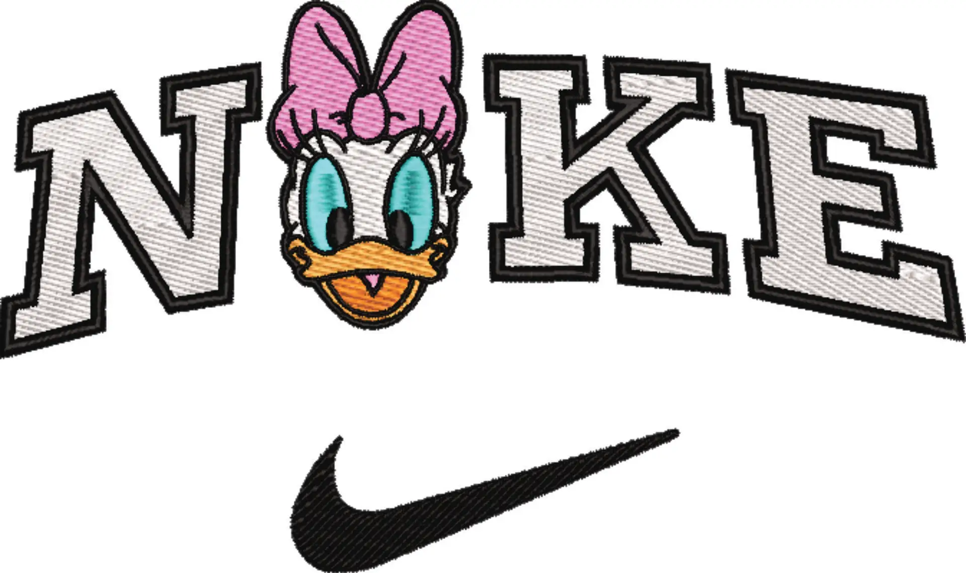 Nike Swoosh Daisy Duck Head - Nike embroidery design file - instant download in a frame — view 4