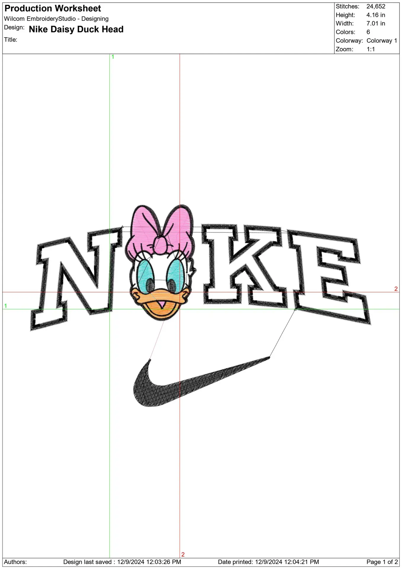 Nike Swoosh Daisy Duck Head - Nike embroidery design file - instant download in a frame — view 2
