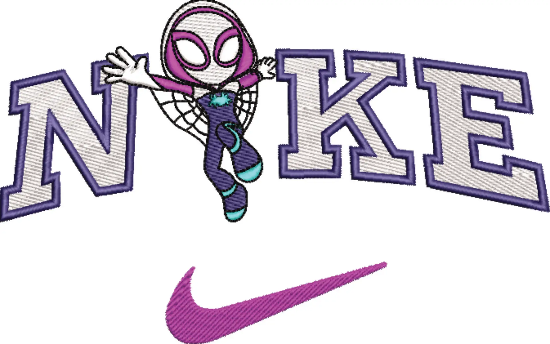 Nike Swoosh Ghost Spiderman - Nike Marvel Cartoon embroidery design file - instant download in a frame — view 4
