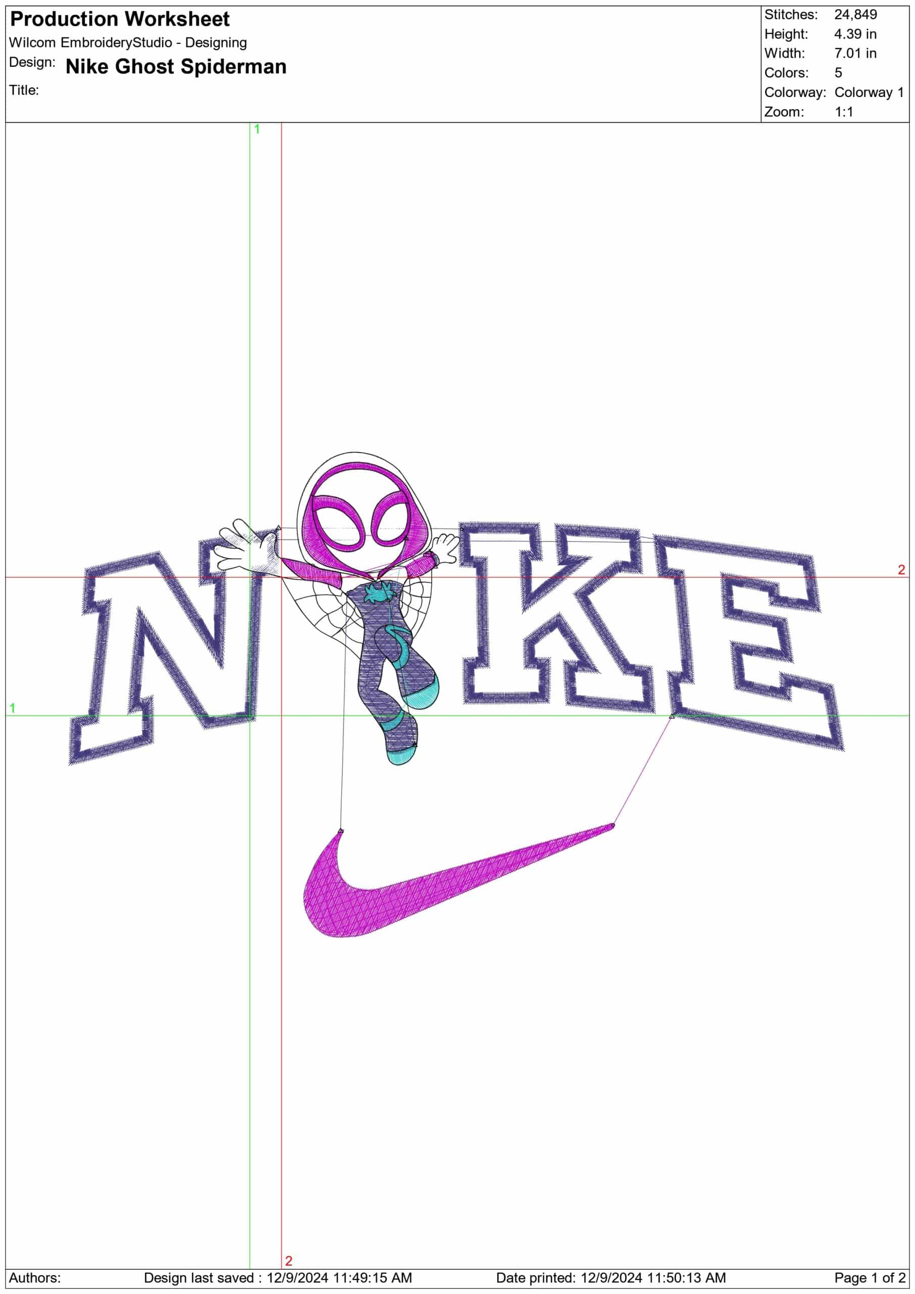 Nike Swoosh Ghost Spiderman - Nike Marvel Cartoon embroidery design file - instant download in a frame — view 2