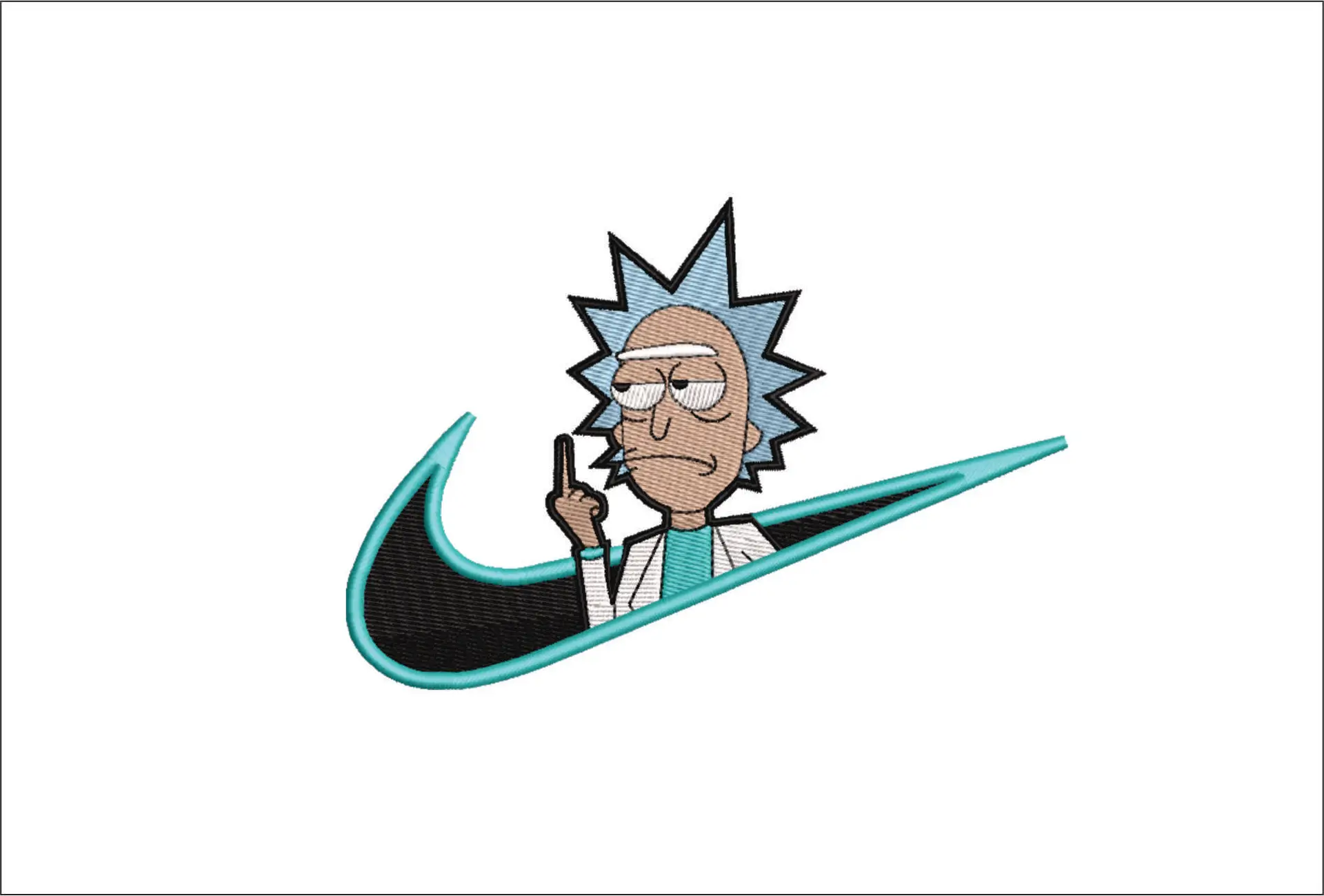 Nike Swoosh Ricky Finger - Nike Ricky and Morty embroidery design file - instant download in a frame
