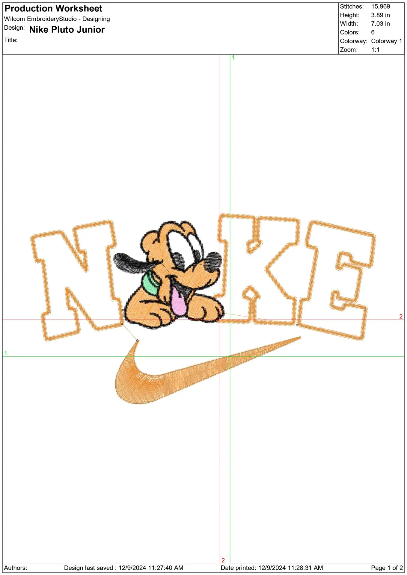 Nike Swoosh Pluto Junior Pup - Nike Mickey Mouse embroidery design file - instant download in a frame — view 2