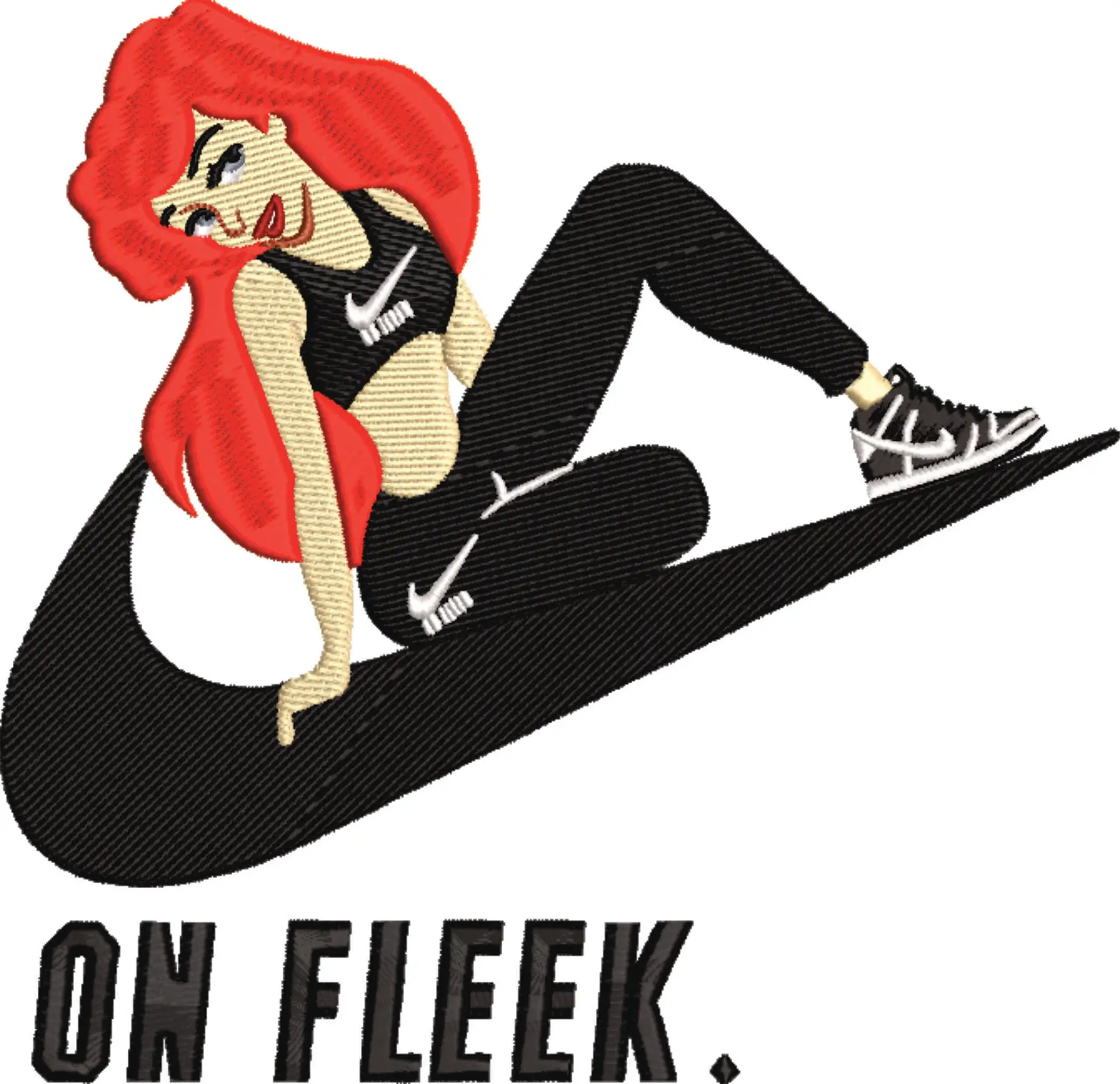 Nike Swoosh On Fleek - Nike embroidery design file - instant download in a frame — view 4