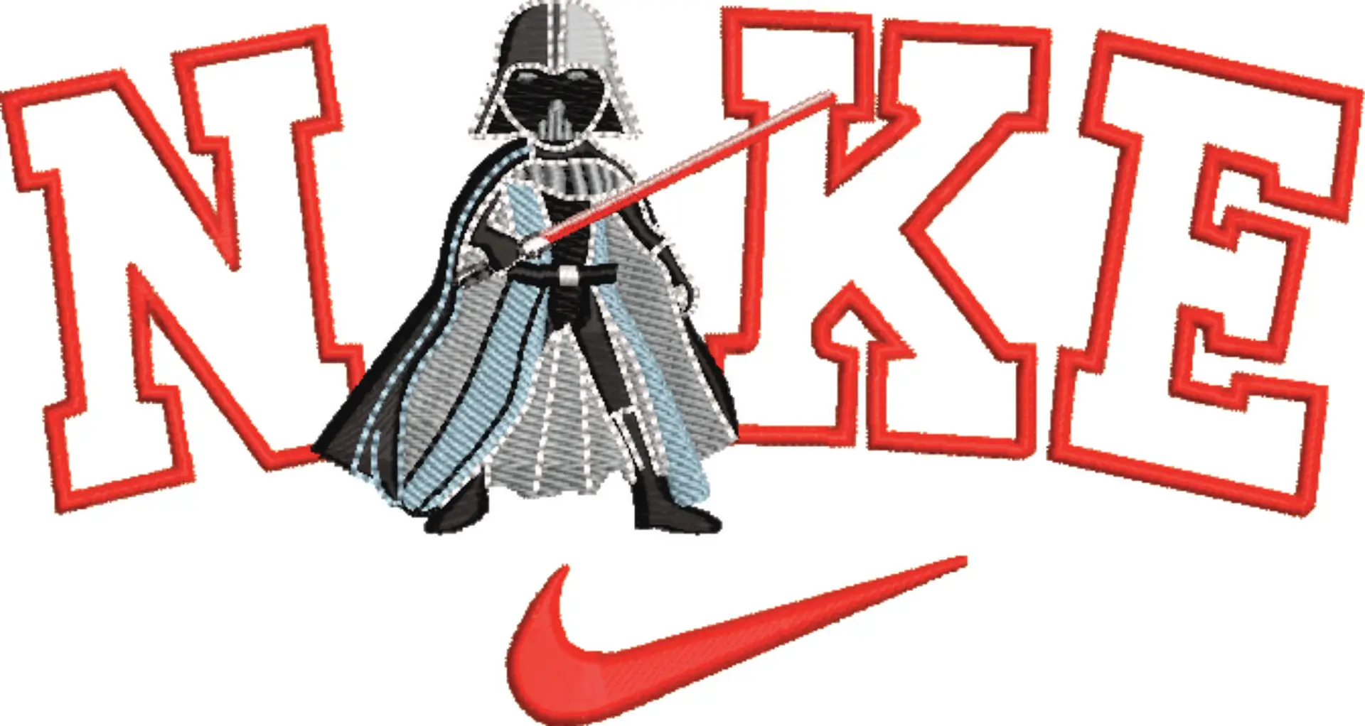Nike Swoosh Darth Vader - Nike Star Wars embroidery design file - instant download in a frame — view 4