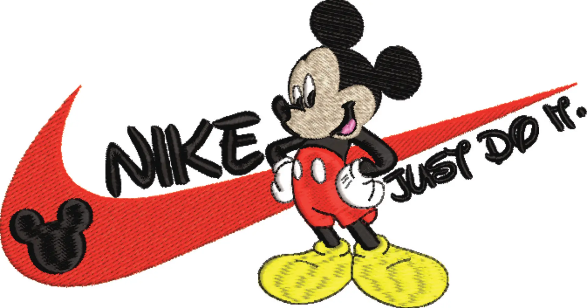 Nike Swoosh Mickey Mouse Just Dot It - Nike Mickey Mouse embroidery design file - instant download in a frame — view 4