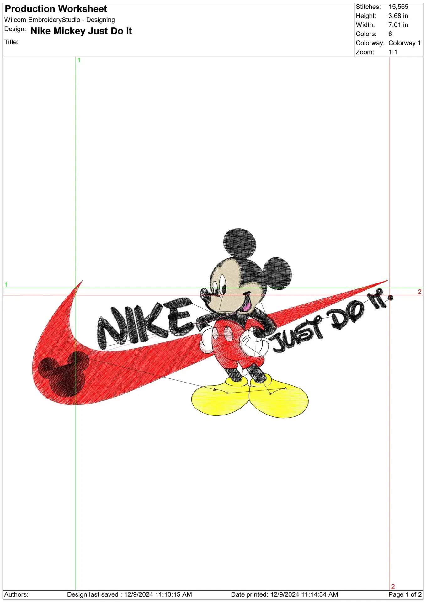 Nike Swoosh Mickey Mouse Just Dot It - Nike Mickey Mouse embroidery design file - instant download in a frame — view 2