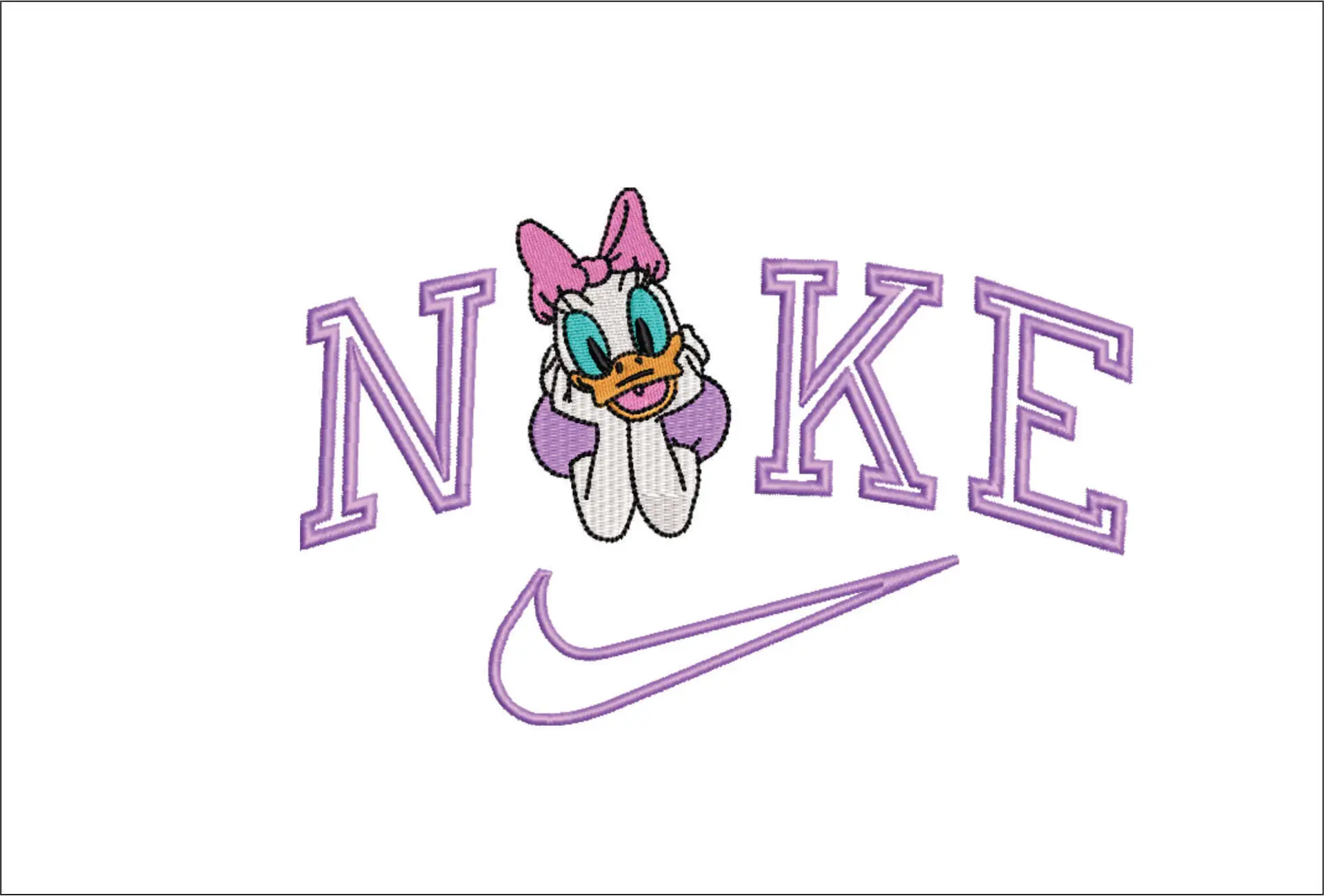 Nike Swoosh Daisy Duck - Nike Mickey Mouse embroidery design file - instant download in a frame