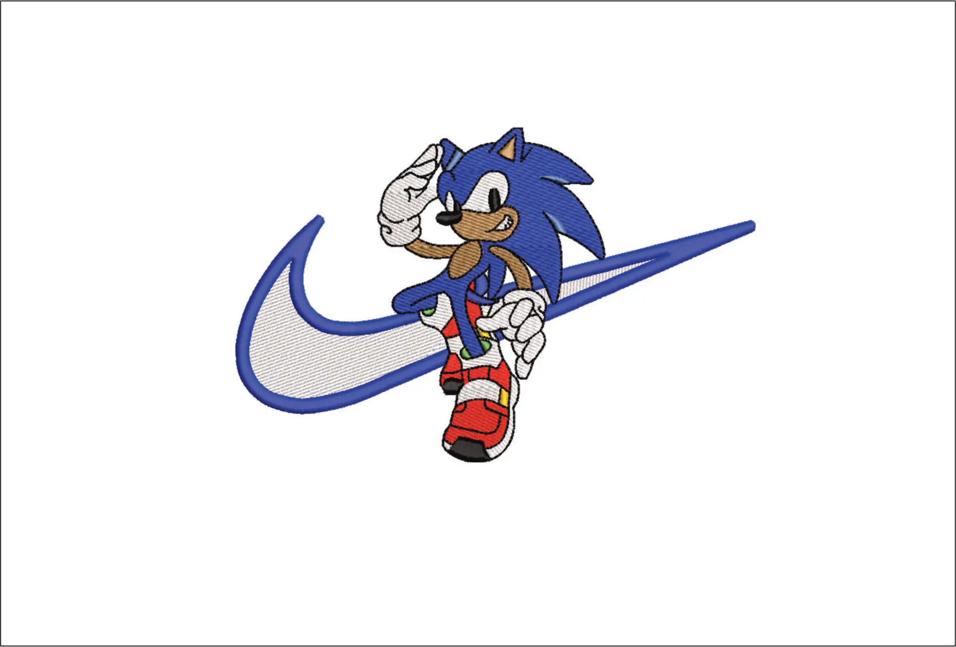 Nike Swoosh Sonic the Hedgehog - Nike embroidery design file - instant download in a frame