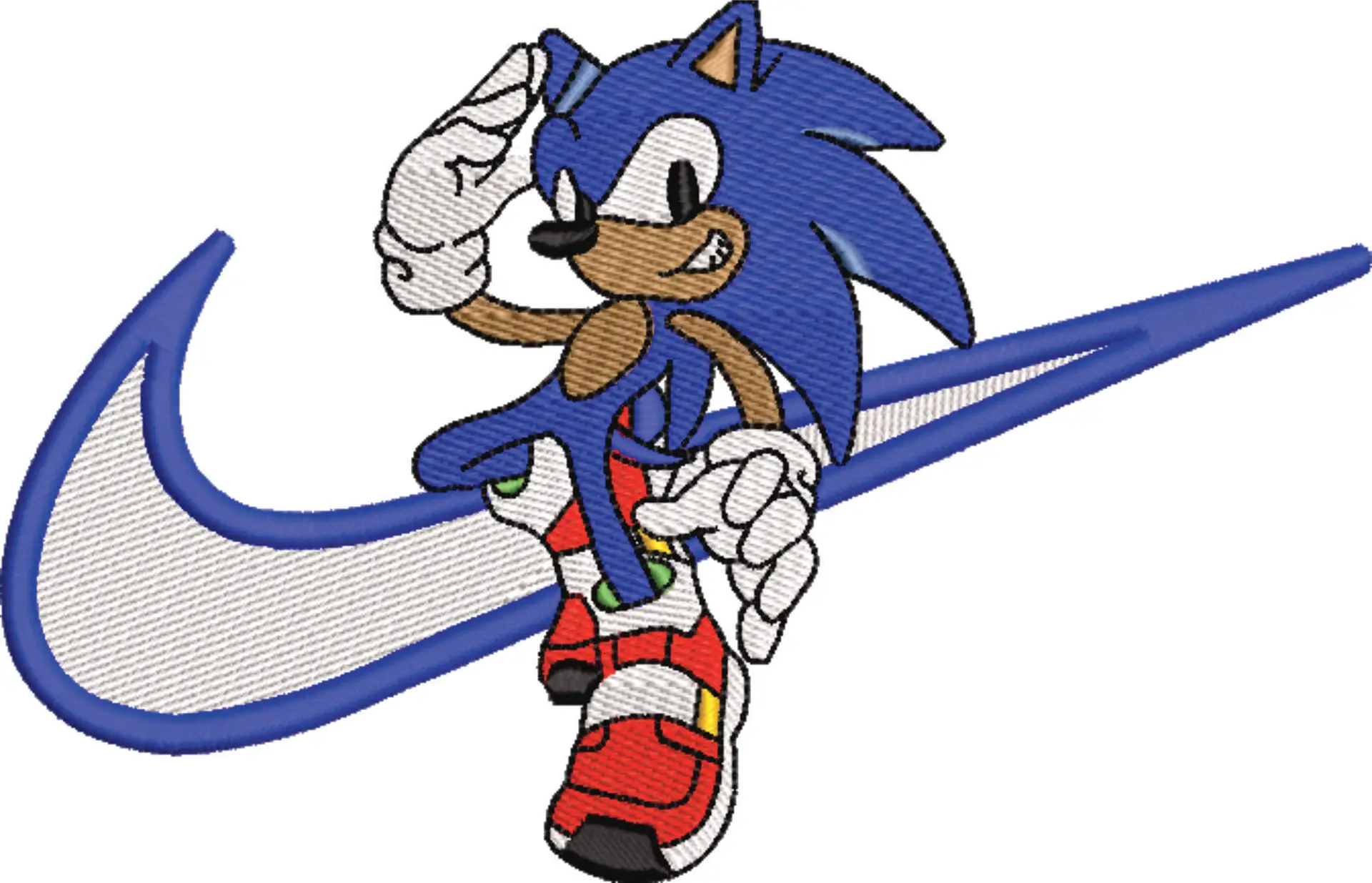 Nike Swoosh Sonic the Hedgehog - Nike embroidery design file - instant download in a frame — view 4