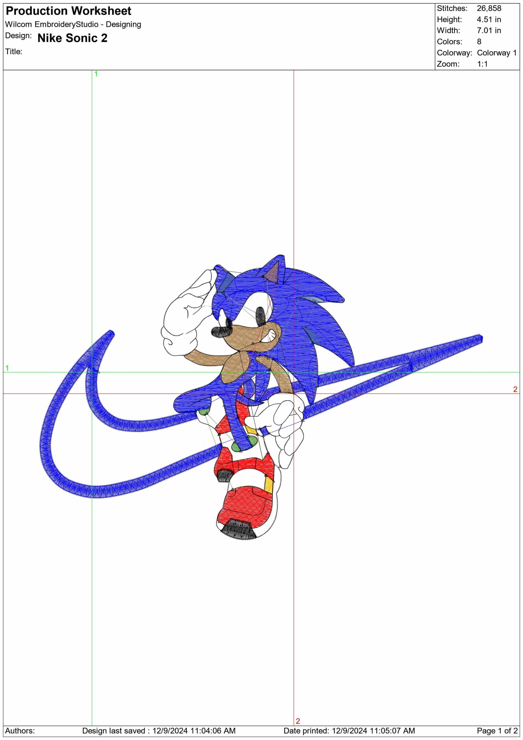 Nike Swoosh Sonic the Hedgehog - Nike embroidery design file - instant download in a frame — view 2