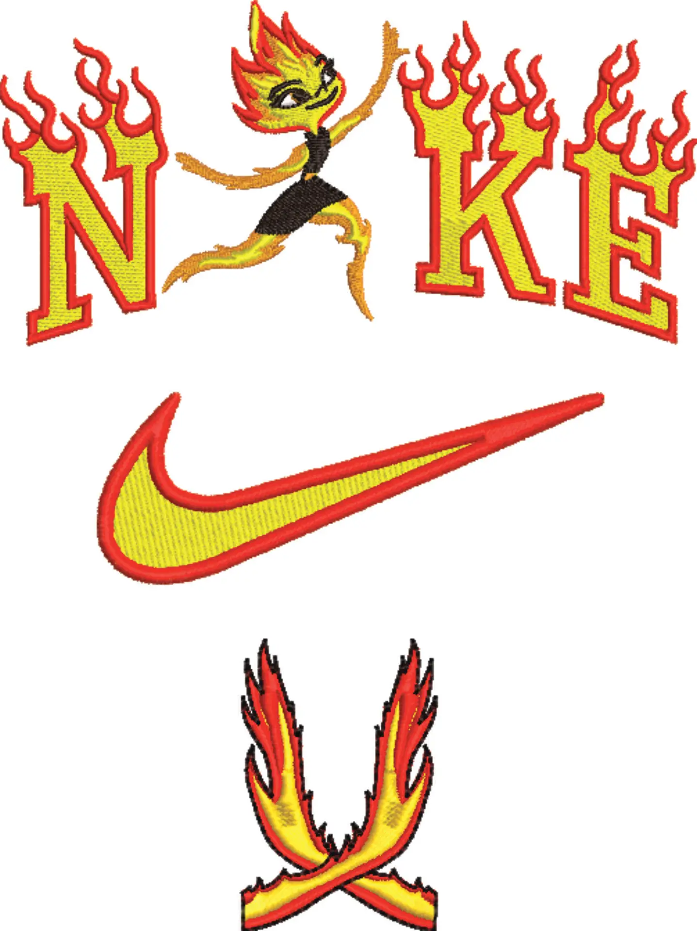 Nike Swoosh Elemental Fire - Nike embroidery design file - instant download in a frame — view 4