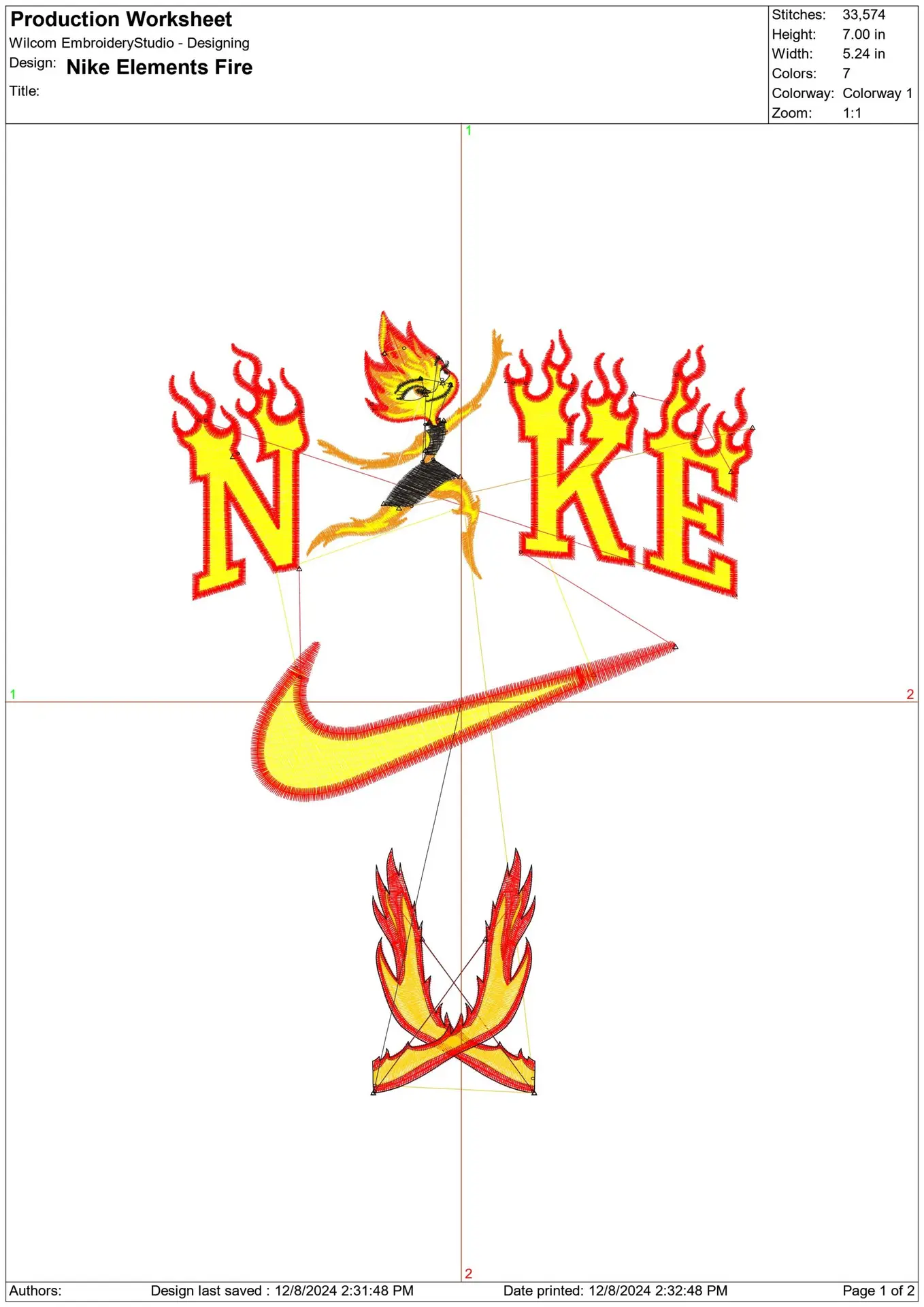 Nike Swoosh Elemental Fire - Nike embroidery design file - instant download in a frame — view 2