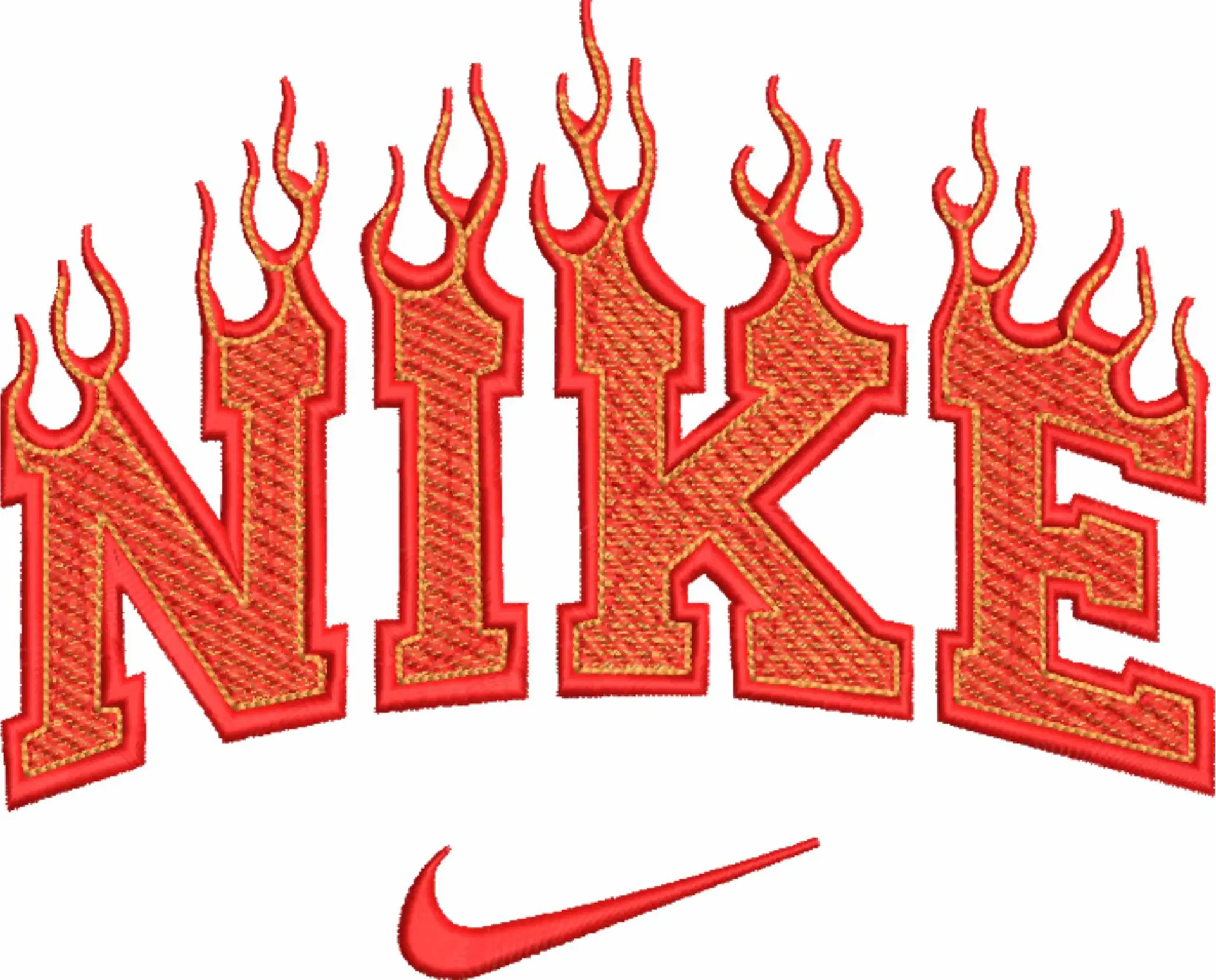 Nike Swoosh Fire - Nike embroidery design file - instant download in a frame — view 4
