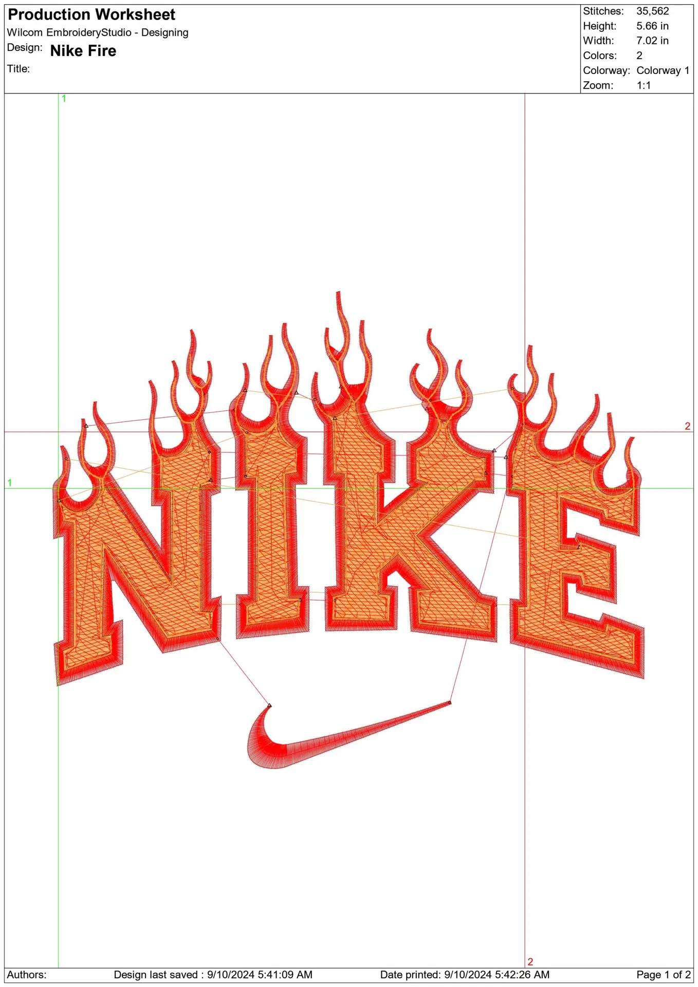 Nike Swoosh Fire - Nike embroidery design file - instant download in a frame — view 2