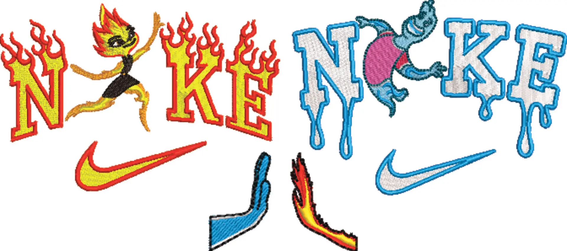 Nike Swoosh Elemental Fire And Water - Nike embroidery design file - instant download in a frame — view 4