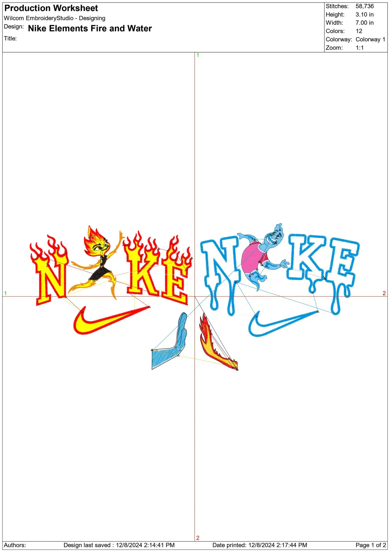 Nike Swoosh Elemental Fire And Water - Nike embroidery design file - instant download in a frame — view 2