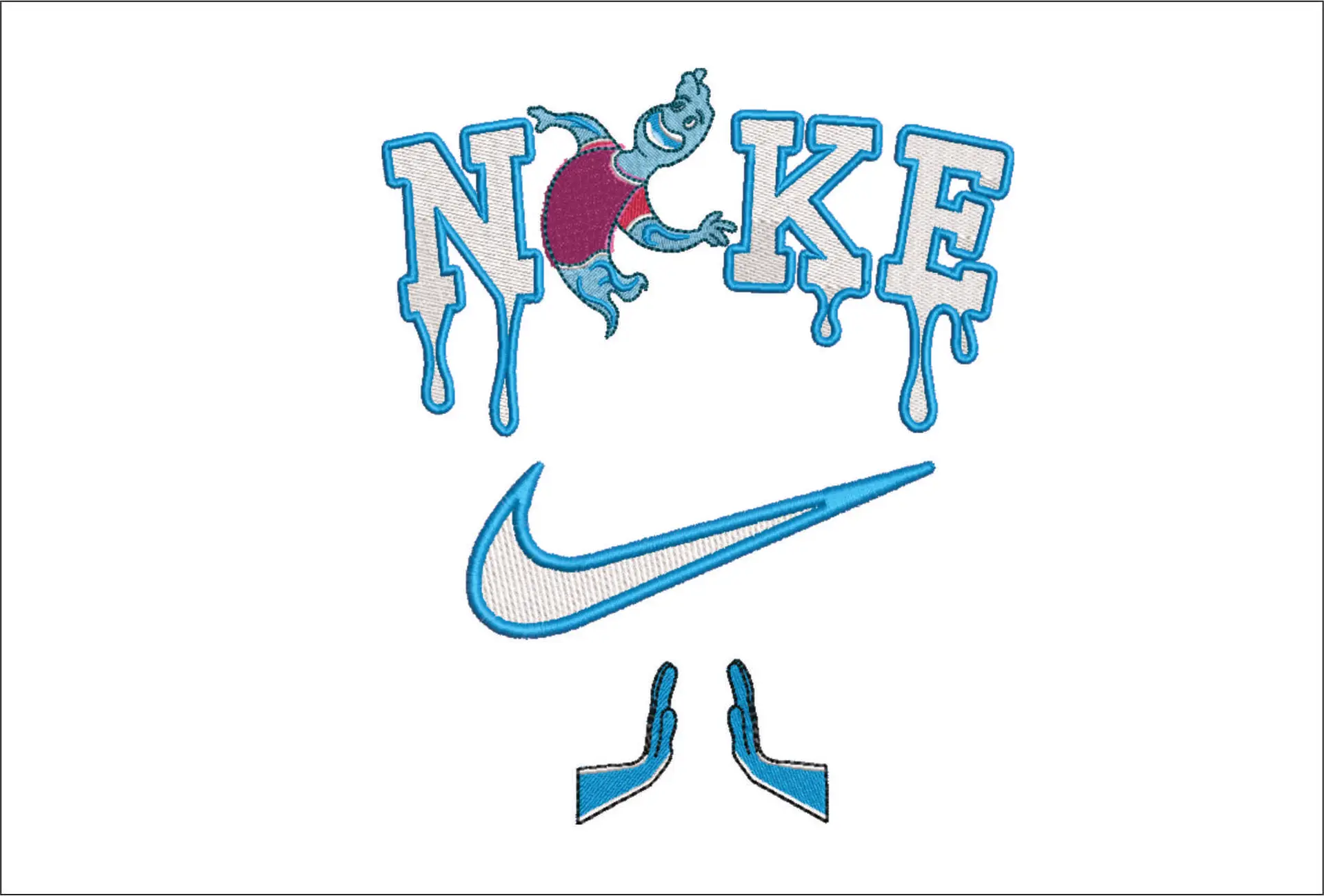 Nike Swoosh Elemental Water - Nike embroidery design file - instant download in a frame