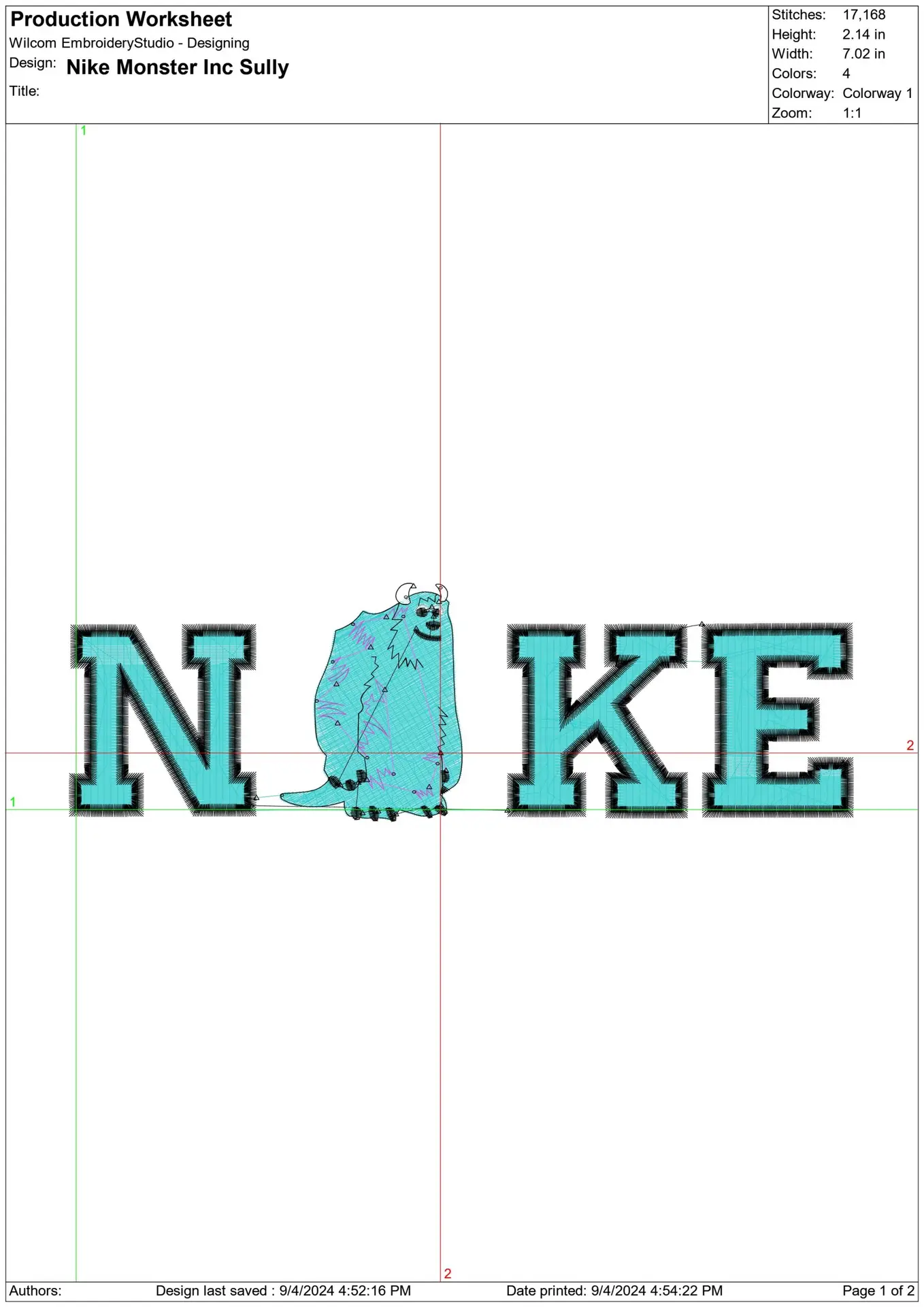 Nike Swoosh Sulley - Nike Monsters Inc design file - instant download in a frame — view 2