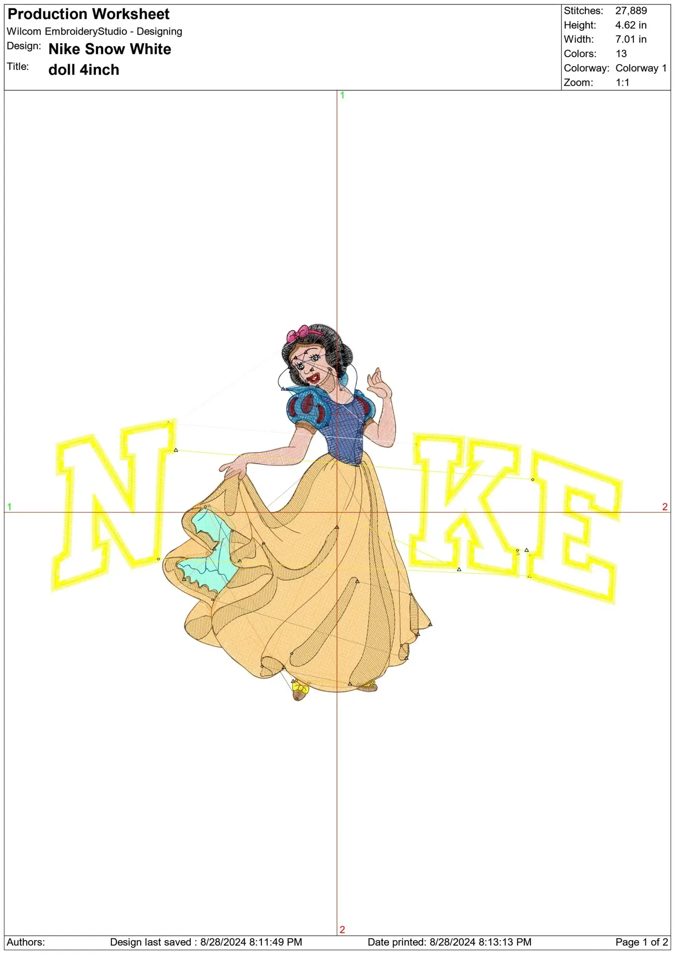 Nike Swoosh Snow White - Nike Disney design file - instant download in a frame — view 2
