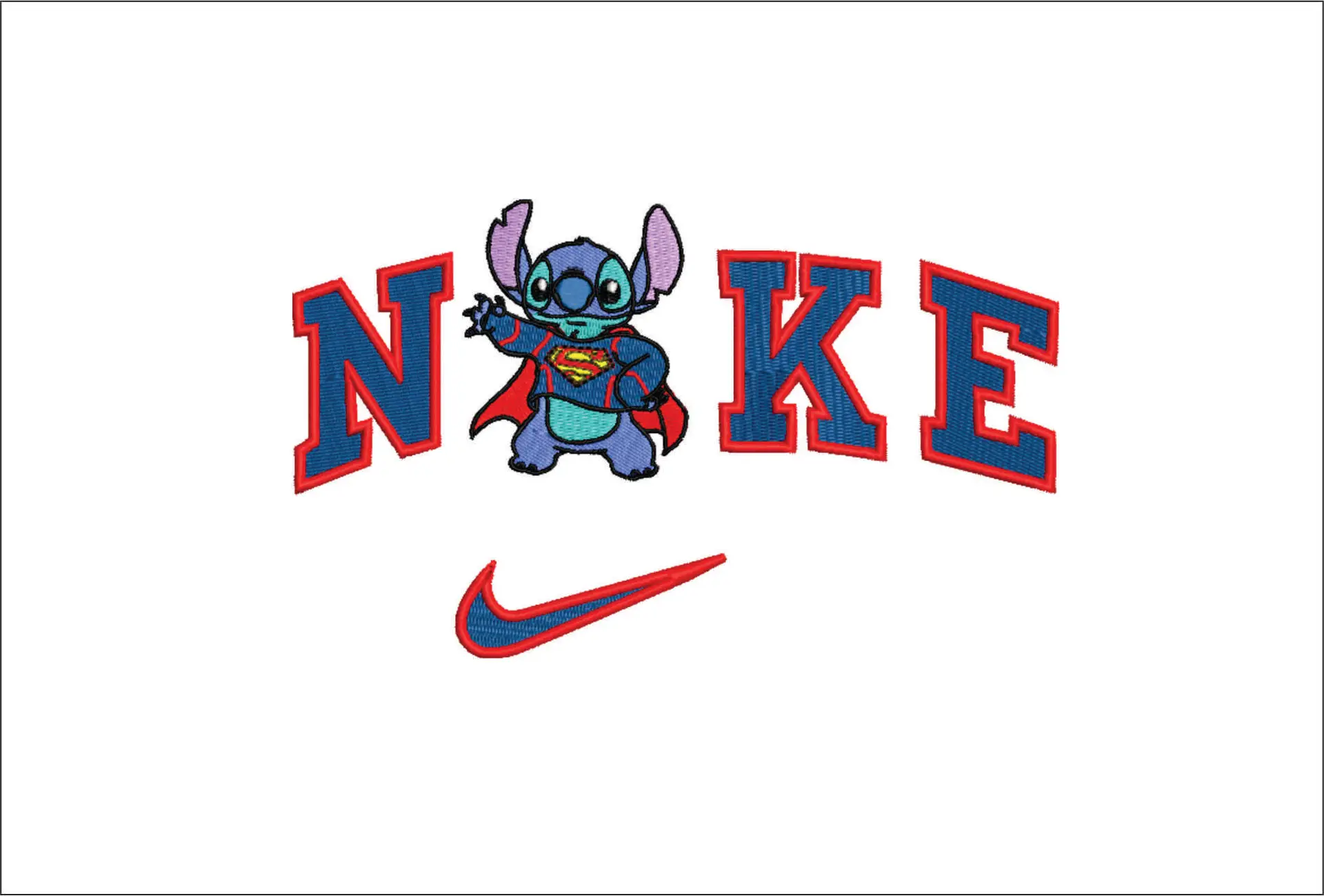 Nike Swoosh Stitch Superman - Nike embroidery design file - instant download in a frame