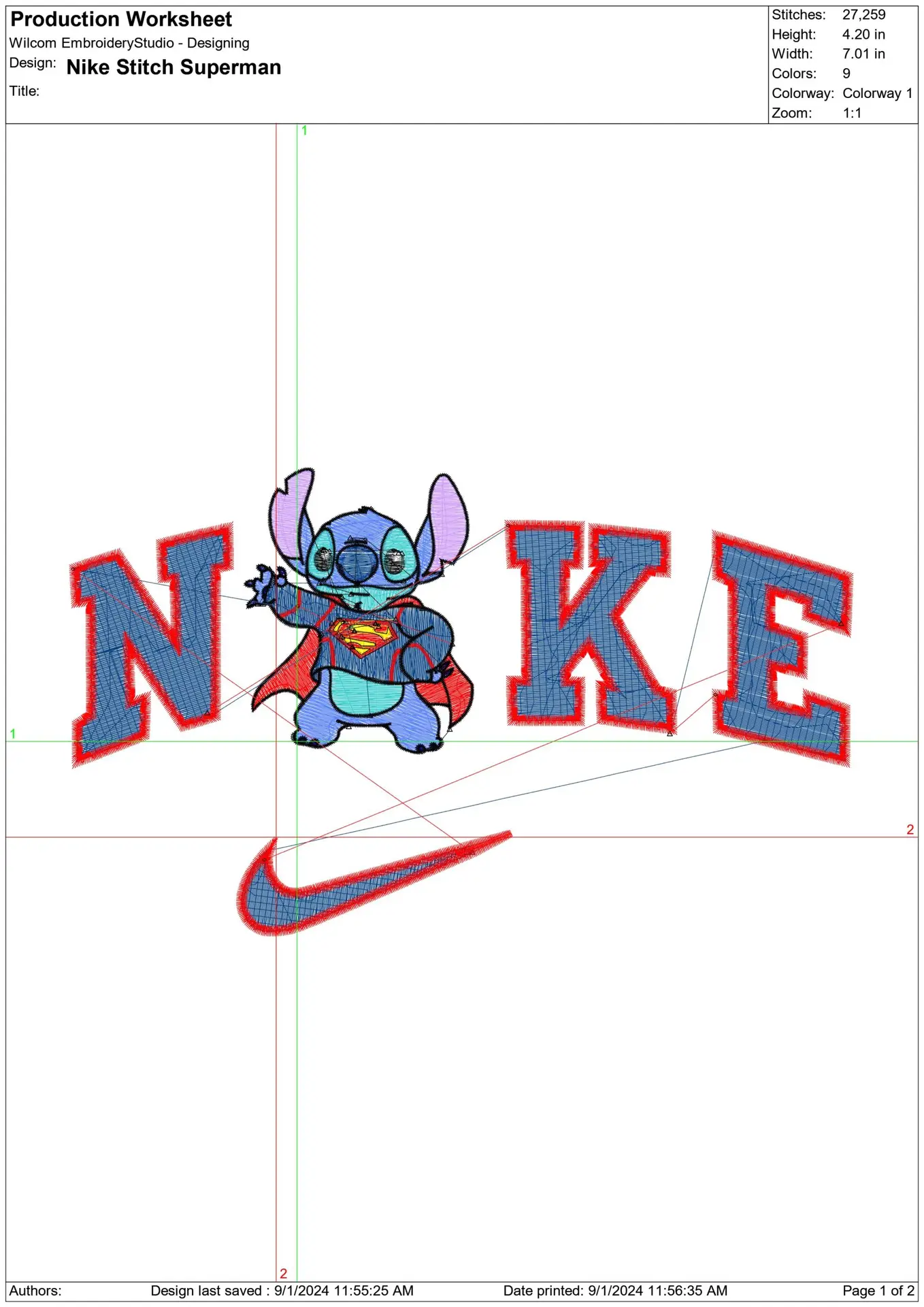 Nike Swoosh Stitch Superman - Nike embroidery design file - instant download in a frame — view 2