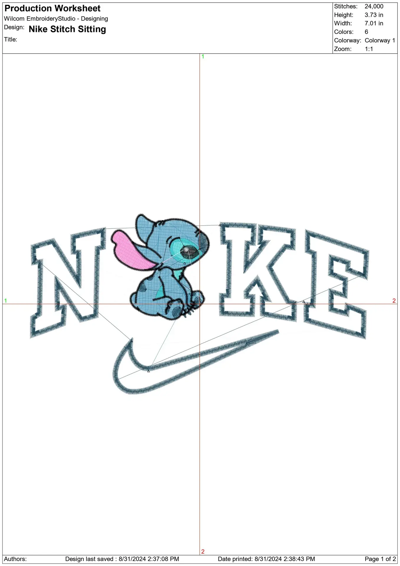 Nike Swoosh Stitch Sitting - Nike embroidery design file - instant download in a frame — view 2