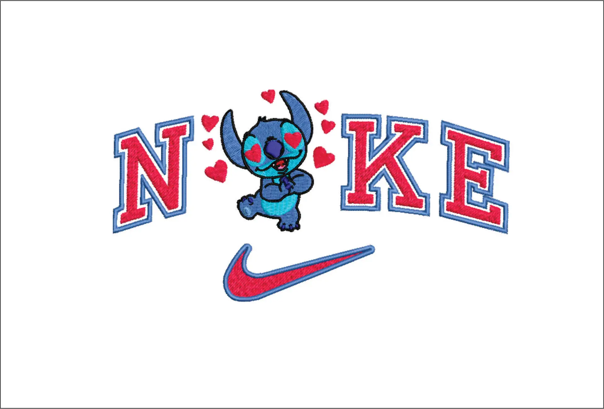 Nike Swoosh Stitch Love - Nike embroidery design file - instant download in a frame